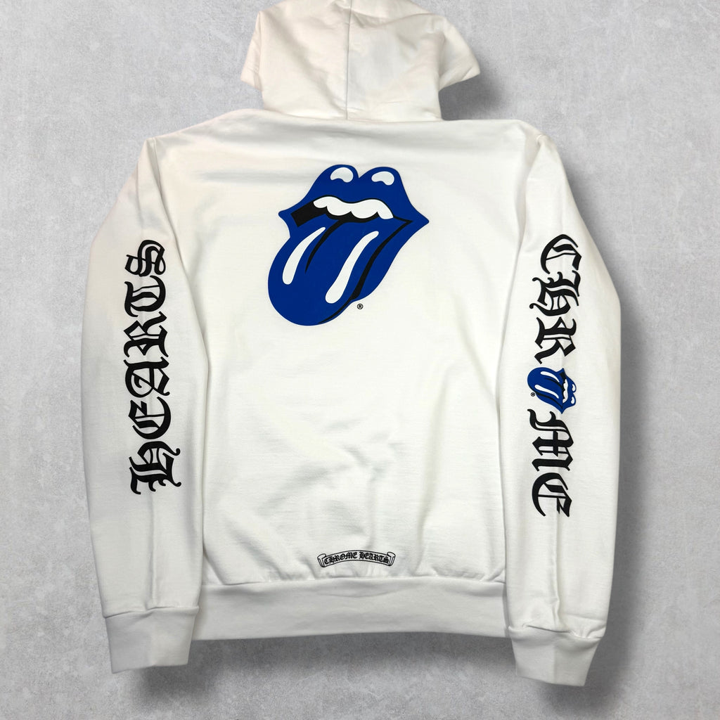 Chrome Hearts Rolling Stones Blue Lips White Hoodie M