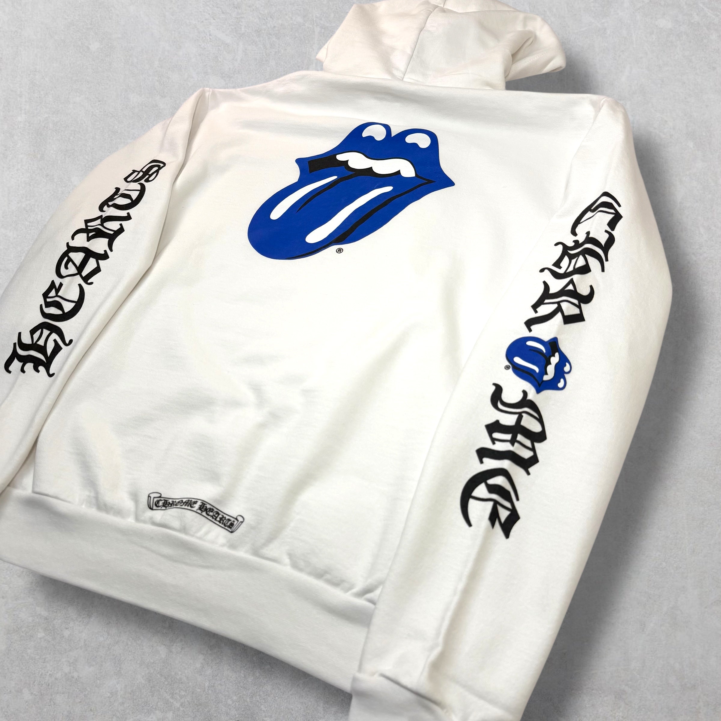 Chrome Hearts Rolling Stones Blue Lips White Hoodie M
