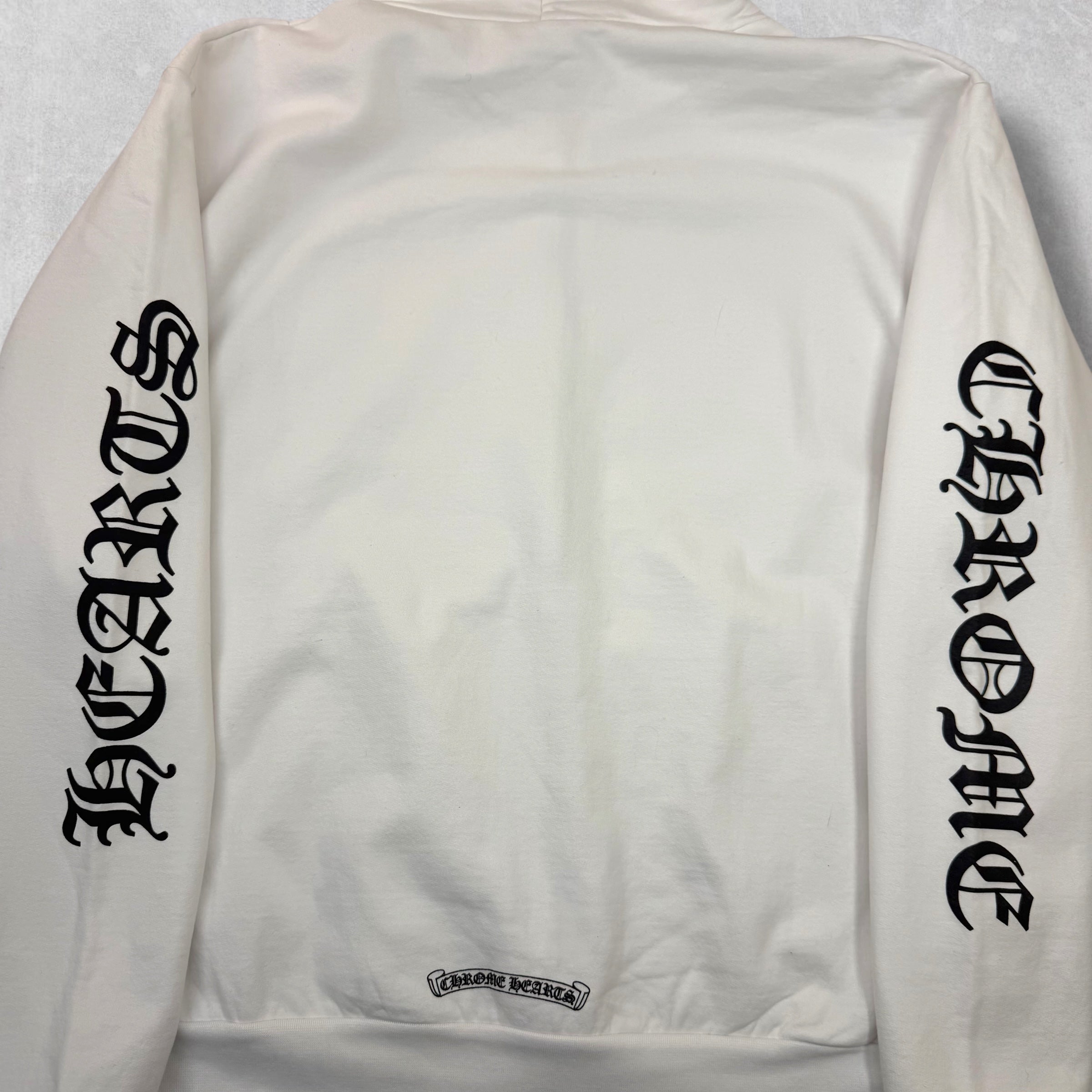 Chrome Hearts Vertical Zip Up White Hoodie L
