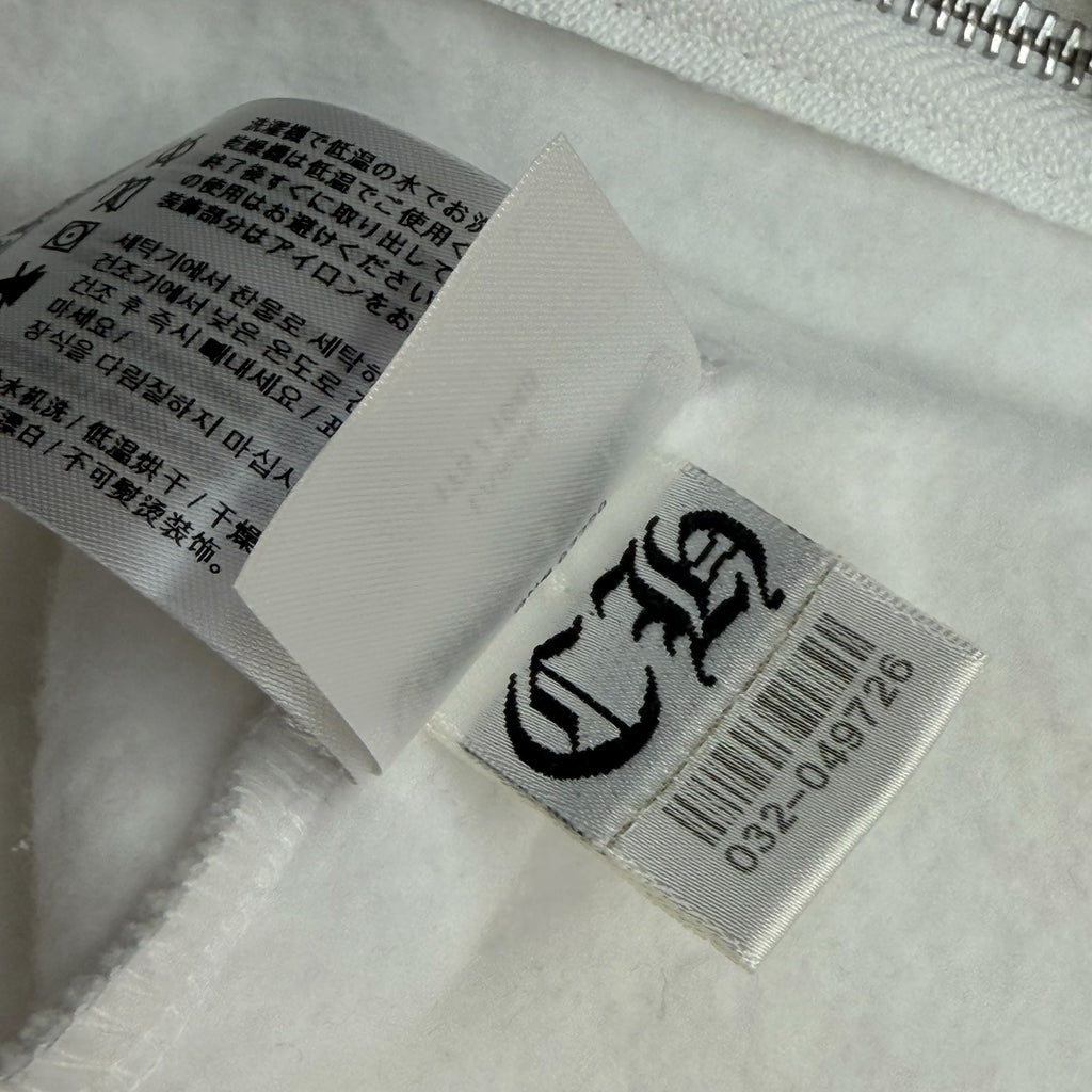 Chrome Hearts Vertical Zip Up White Hoodie L