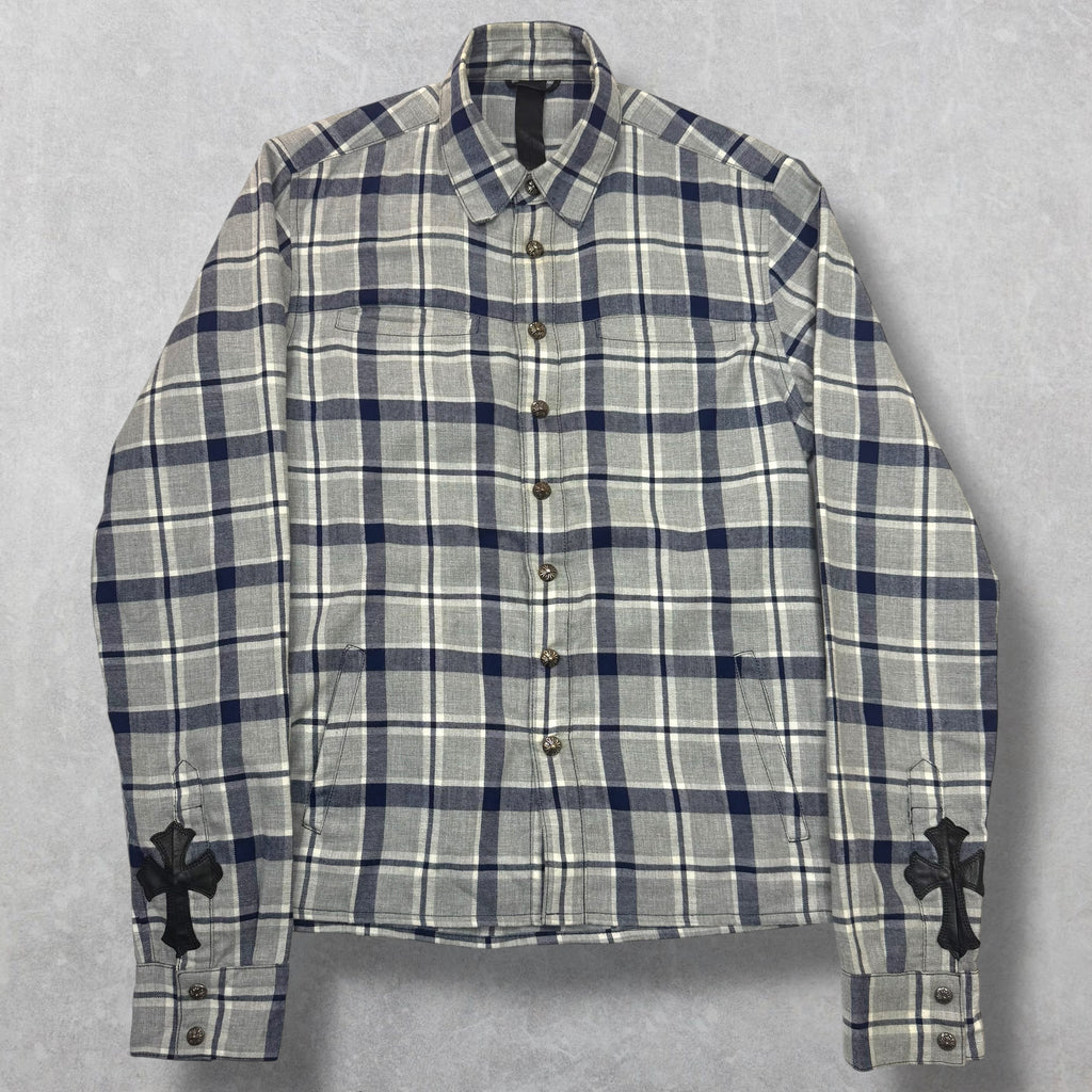 Chrome Hearts Blue/Grey Cross Patch Flannel S