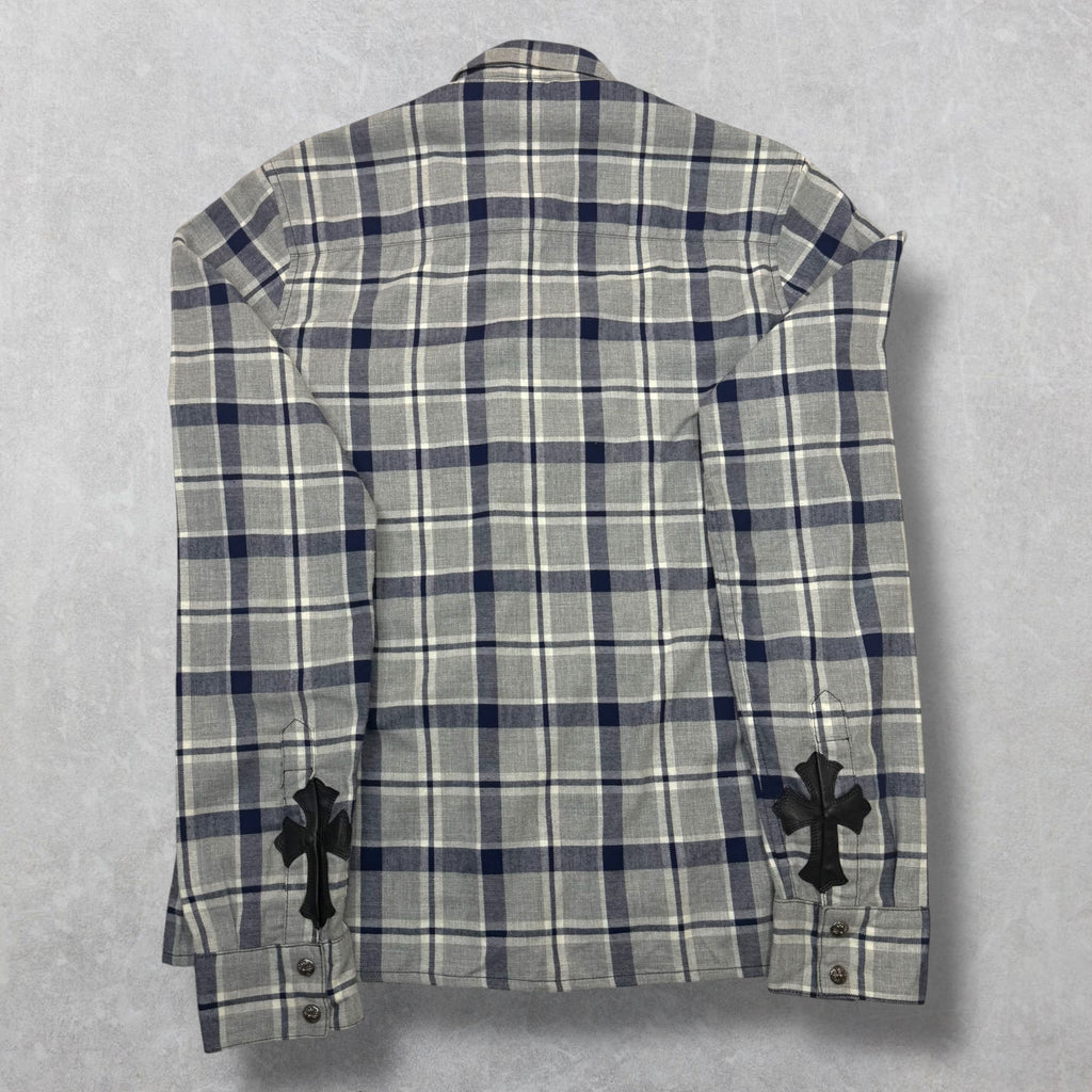 Chrome Hearts Blue/Grey Cross Patch Flannel S