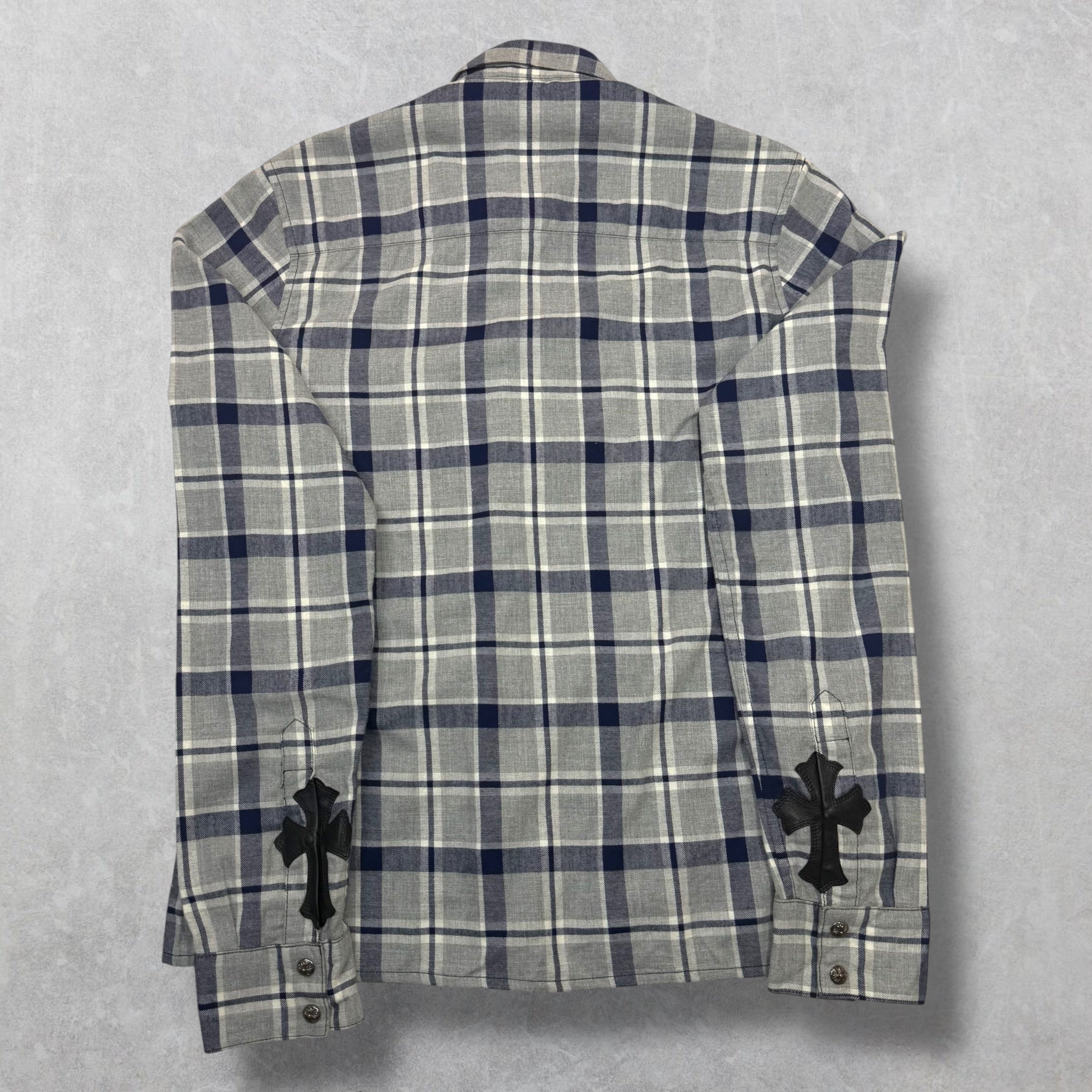 Chrome Hearts Blue/Grey Cross Patch Flannel S