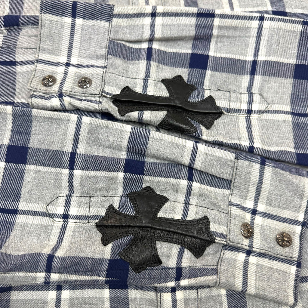 Chrome Hearts Blue/Grey Cross Patch Flannel S