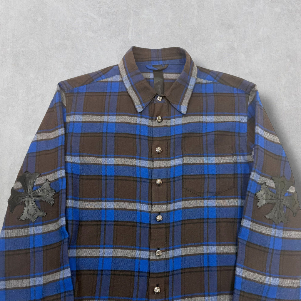 Chrome Hearts Blue/Black Plus Patch Flannel S