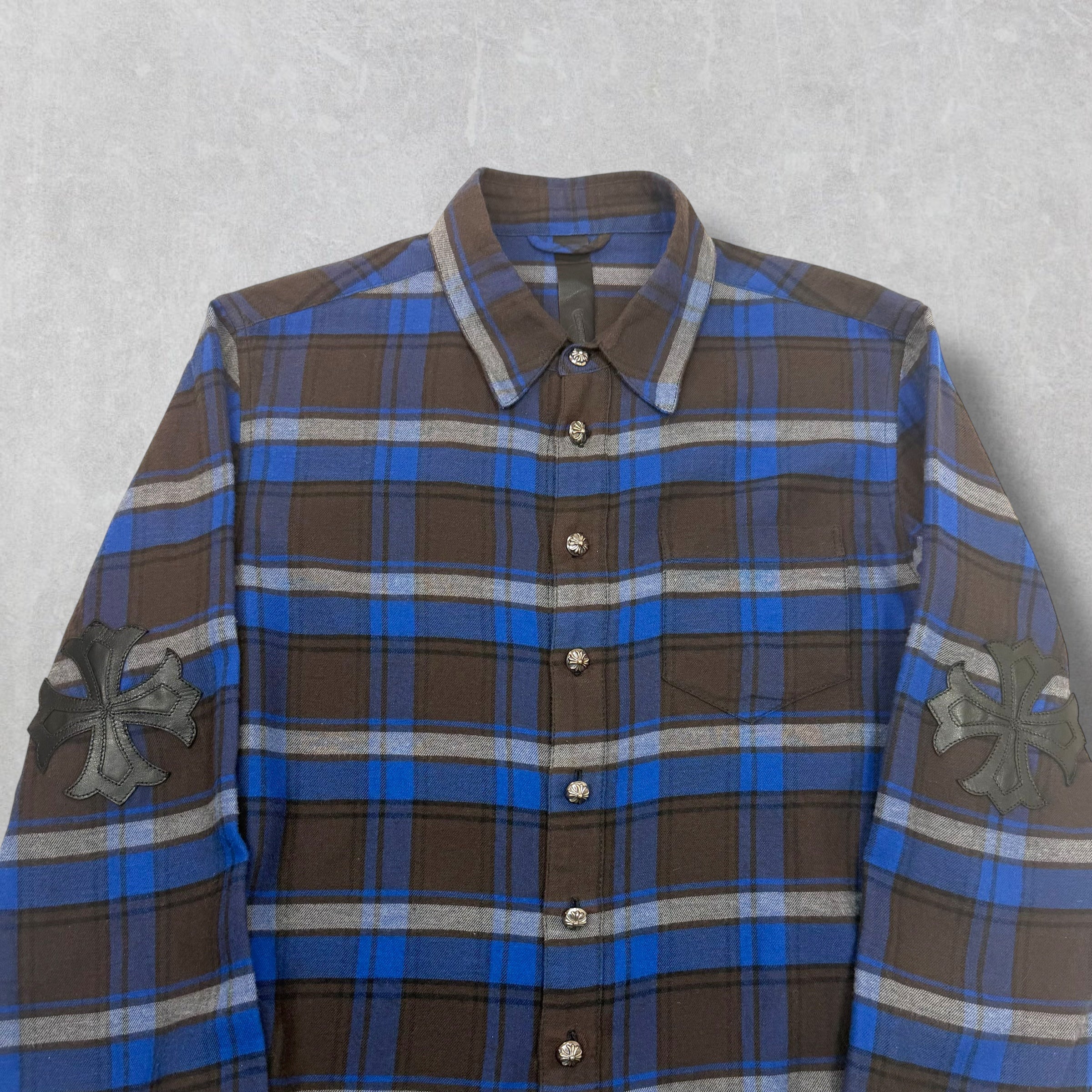 Chrome Hearts Blue/Black Plus Patch Flannel S
