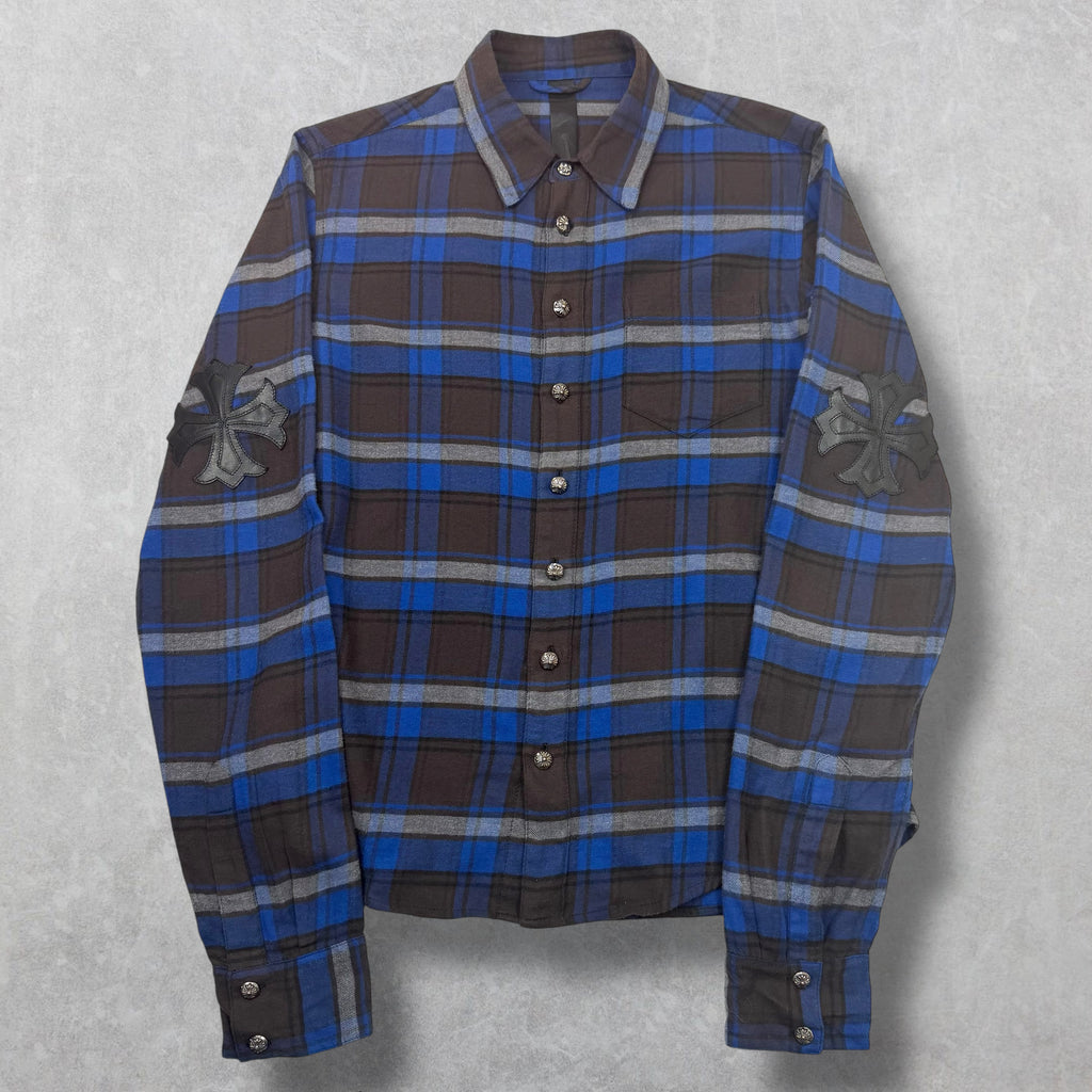 Chrome Hearts Blue/Black Plus Patch Flannel S