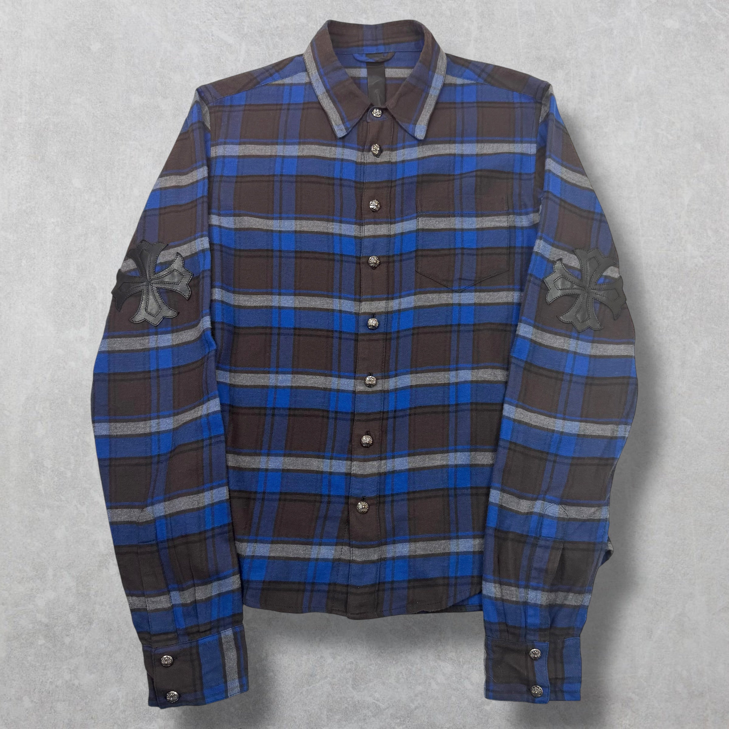 Chrome Hearts Blue/Black Plus Patch Flannel S