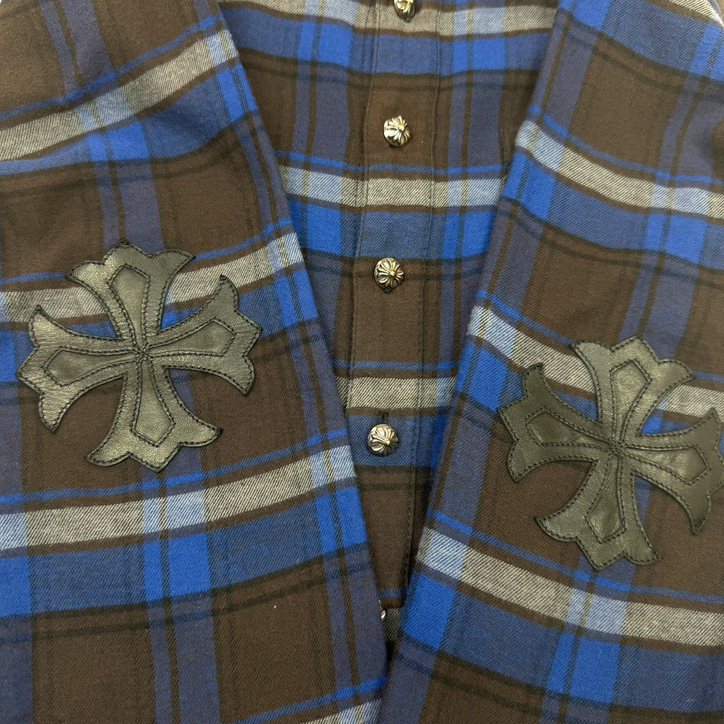 Chrome Hearts Blue/Black Plus Patch Flannel S