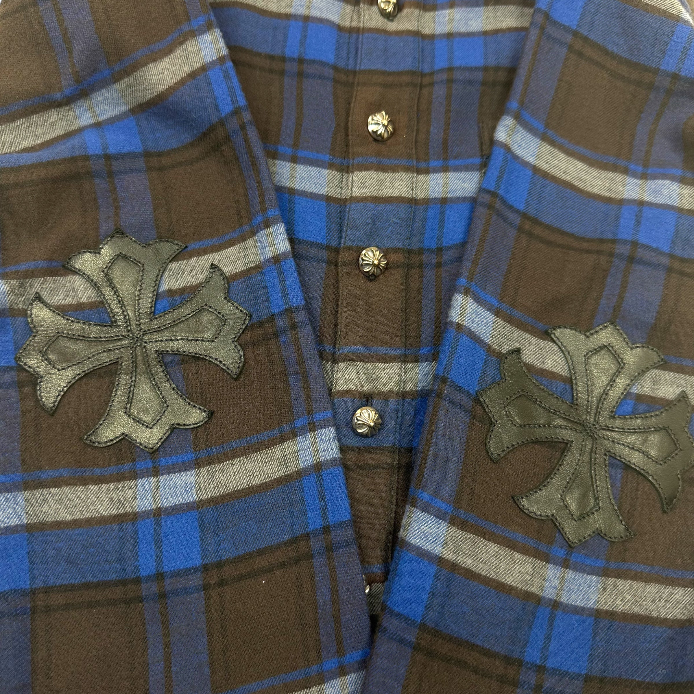 Chrome Hearts Blue/Black Plus Patch Flannel S