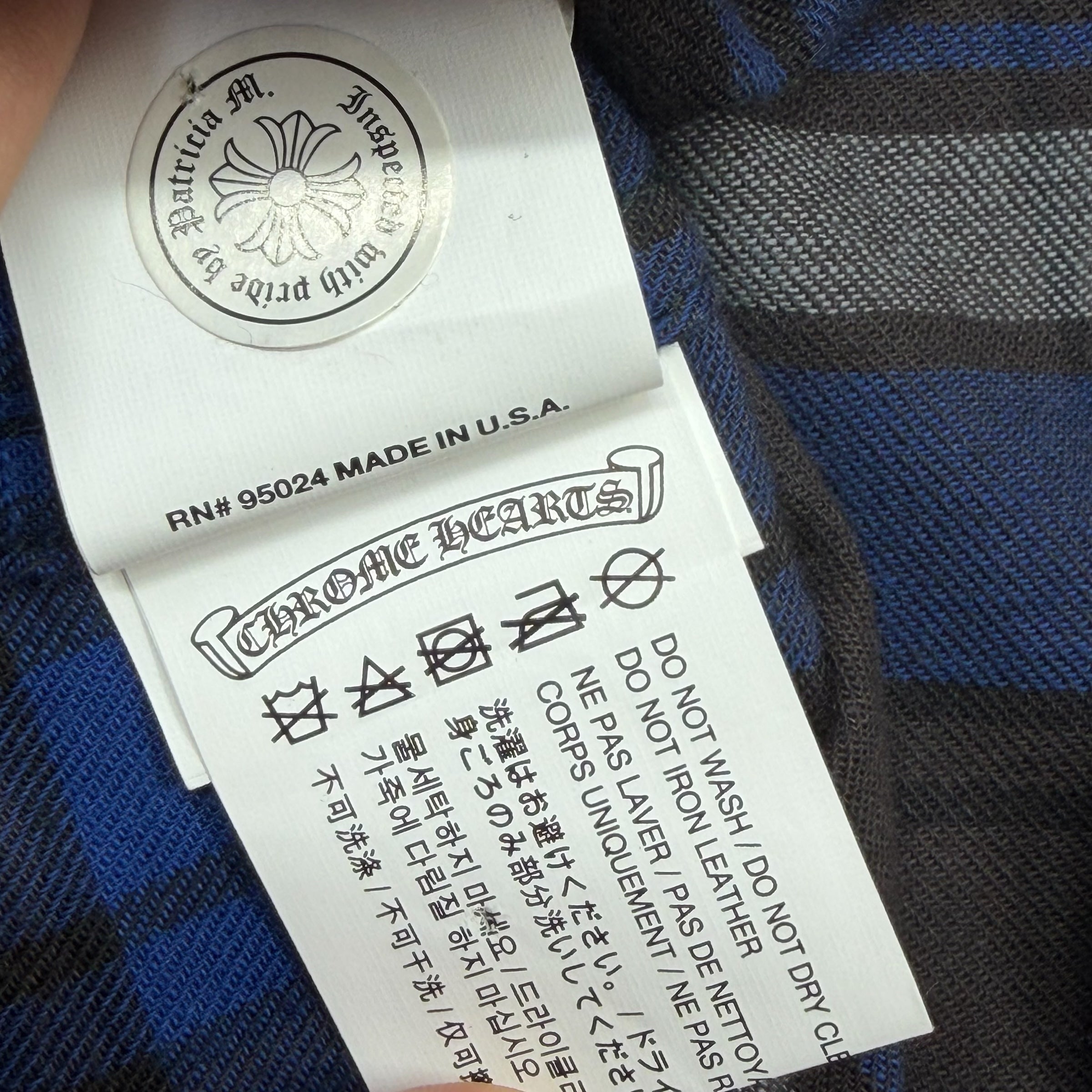Chrome Hearts Blue/Black Plus Patch Flannel S