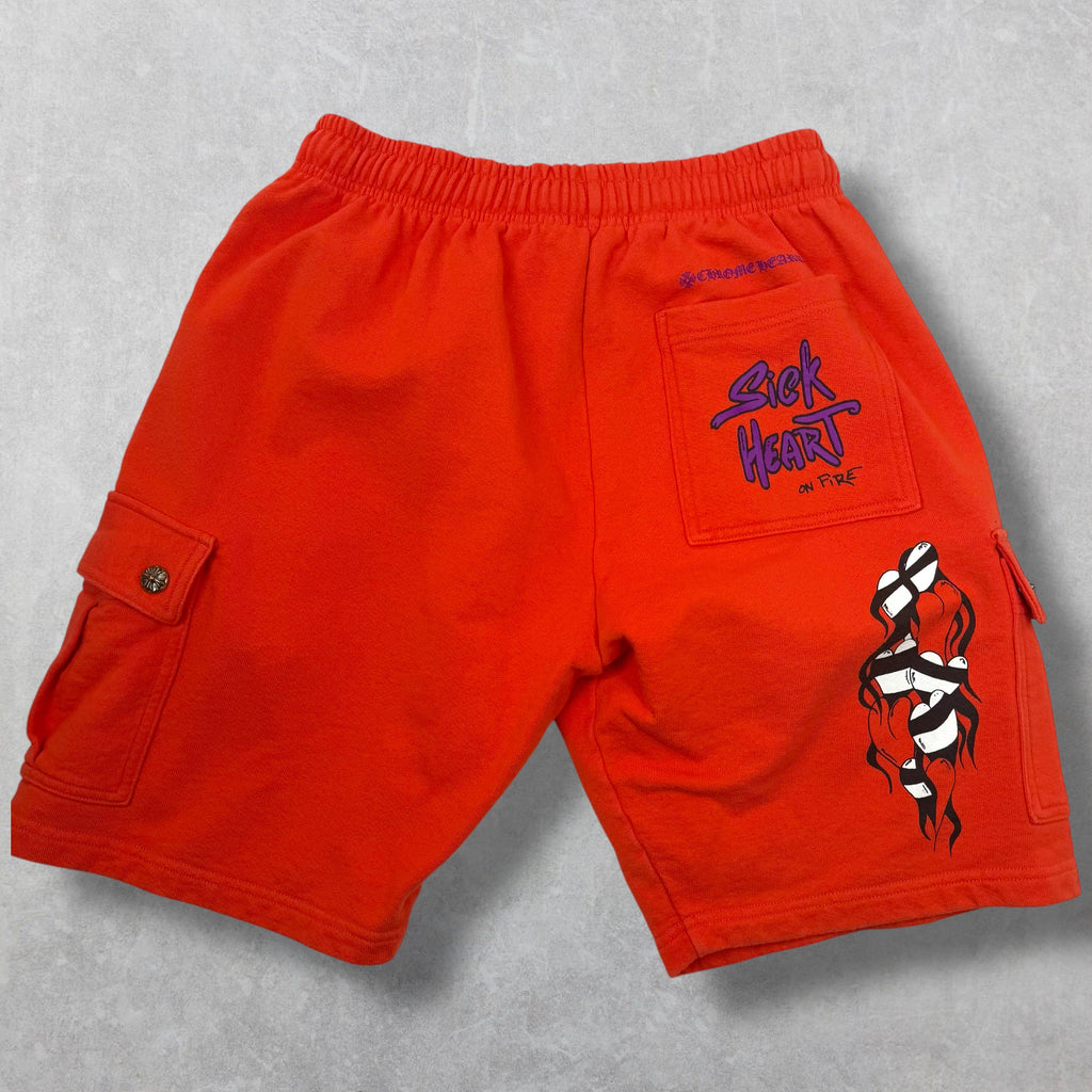 Chrome Hearts Matty Boy Sick Hearts Cargo Sweatshorts L