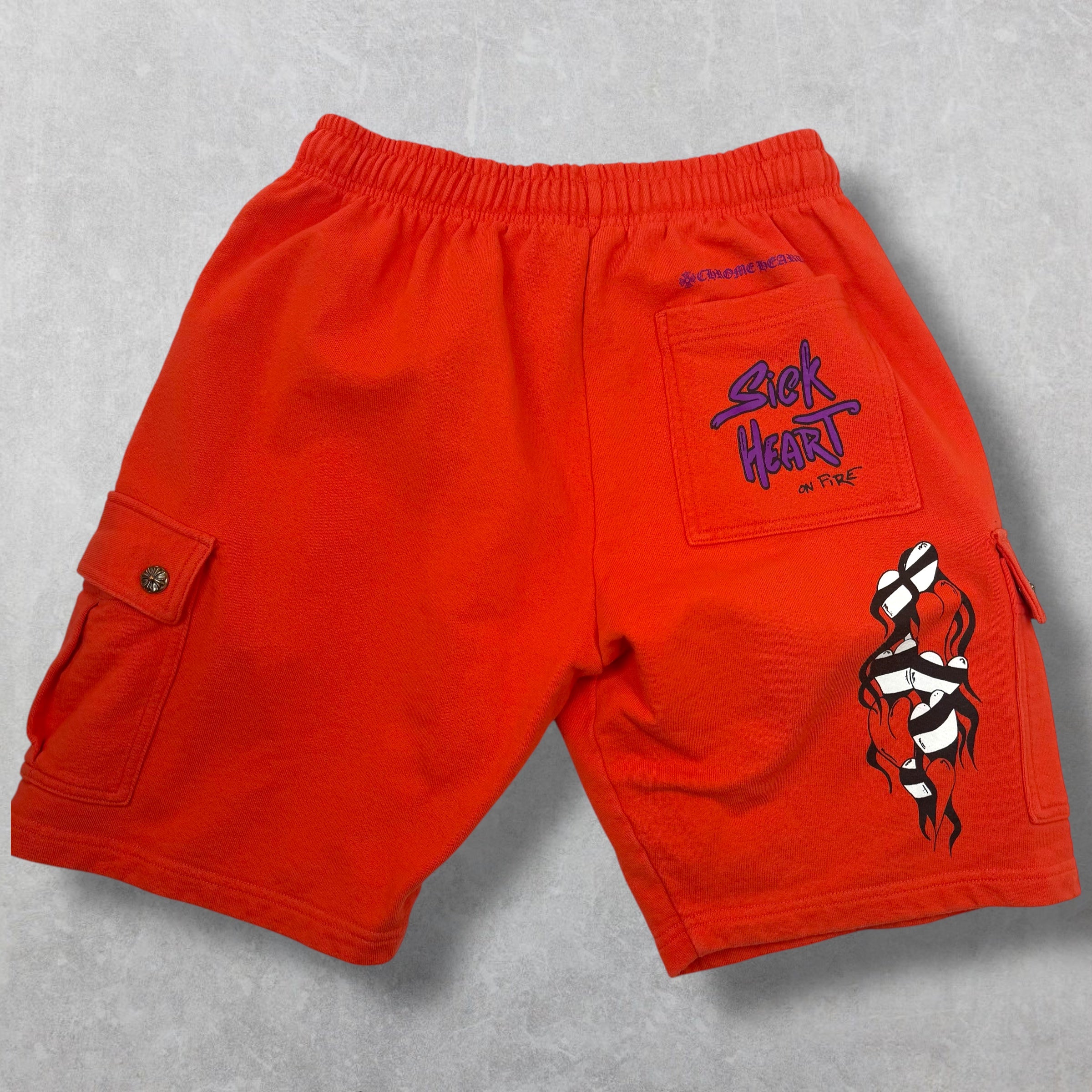 Chrome Hearts Matty Boy Sick Hearts Cargo Sweatshorts L
