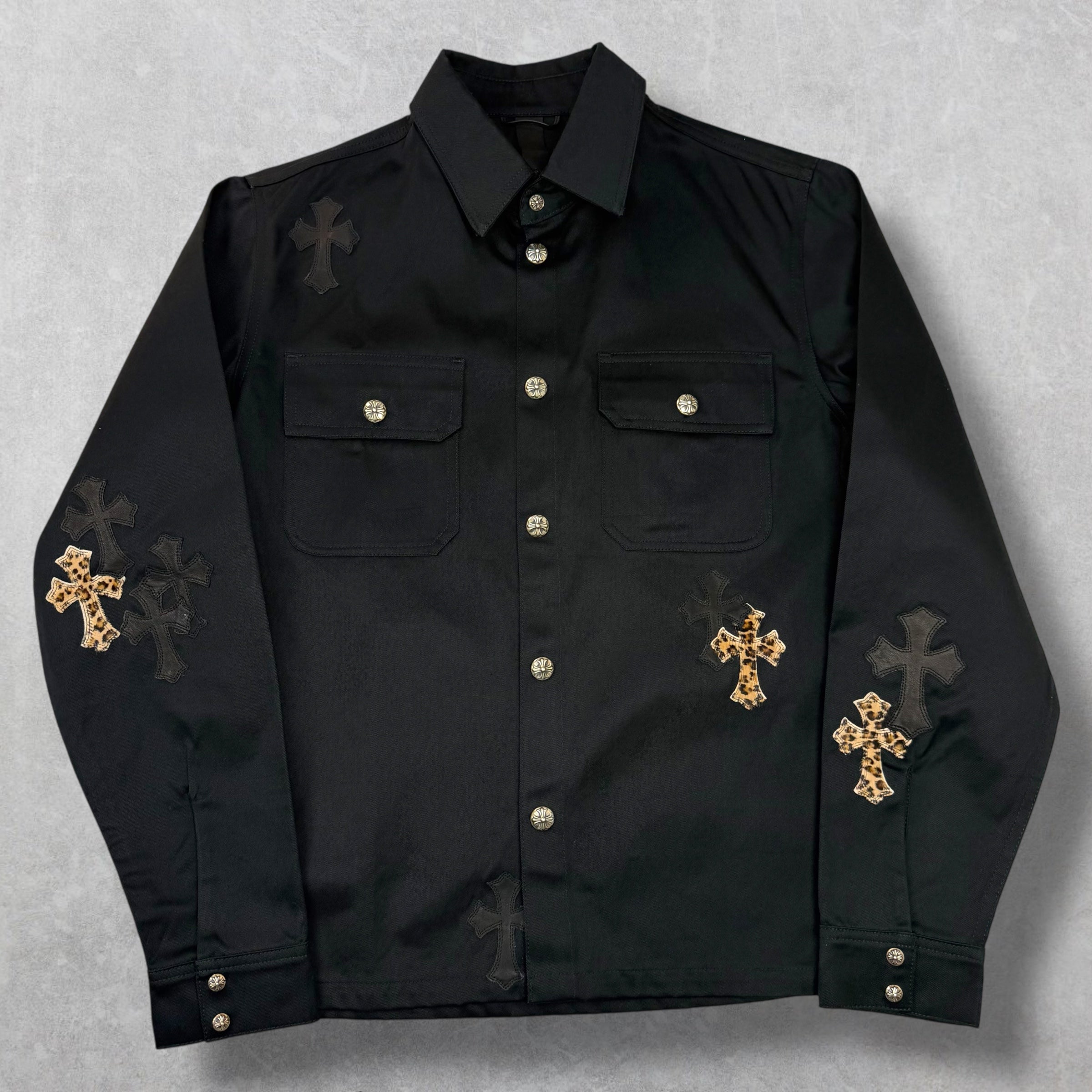 Chrome Hearts Leopard Patch Work Dog Shirt M