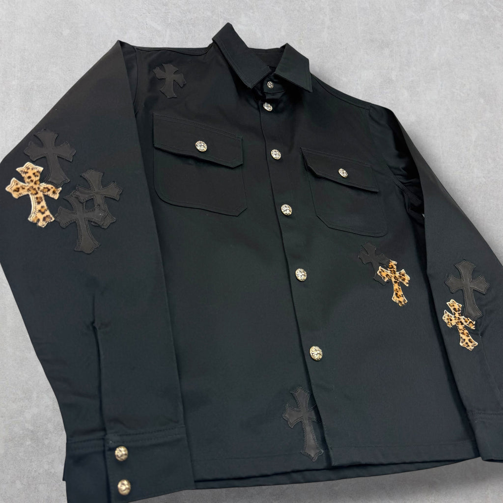 Chrome Hearts Leopard Patch Work Dog Shirt M
