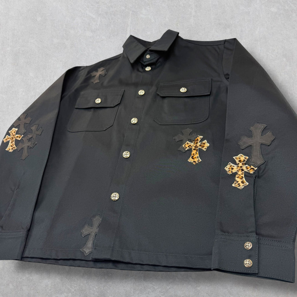 Chrome Hearts Leopard Patch Work Dog Shirt M