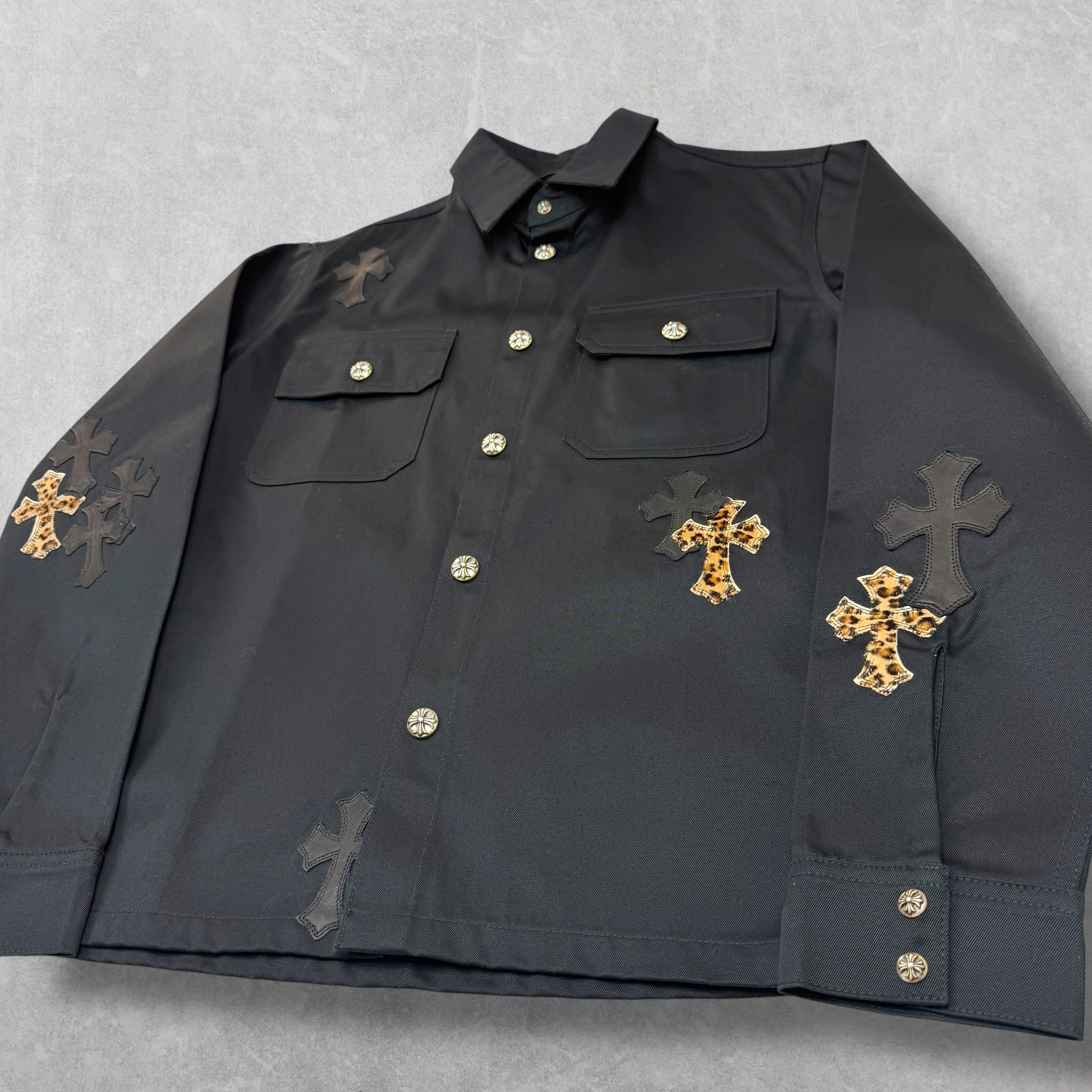 Chrome Hearts Leopard Patch Work Dog Shirt M