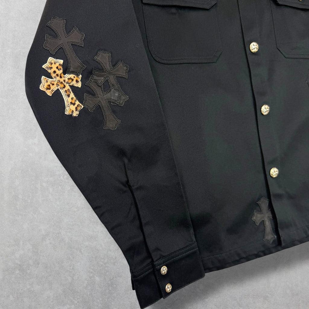 Chrome Hearts Leopard Patch Work Dog Shirt M