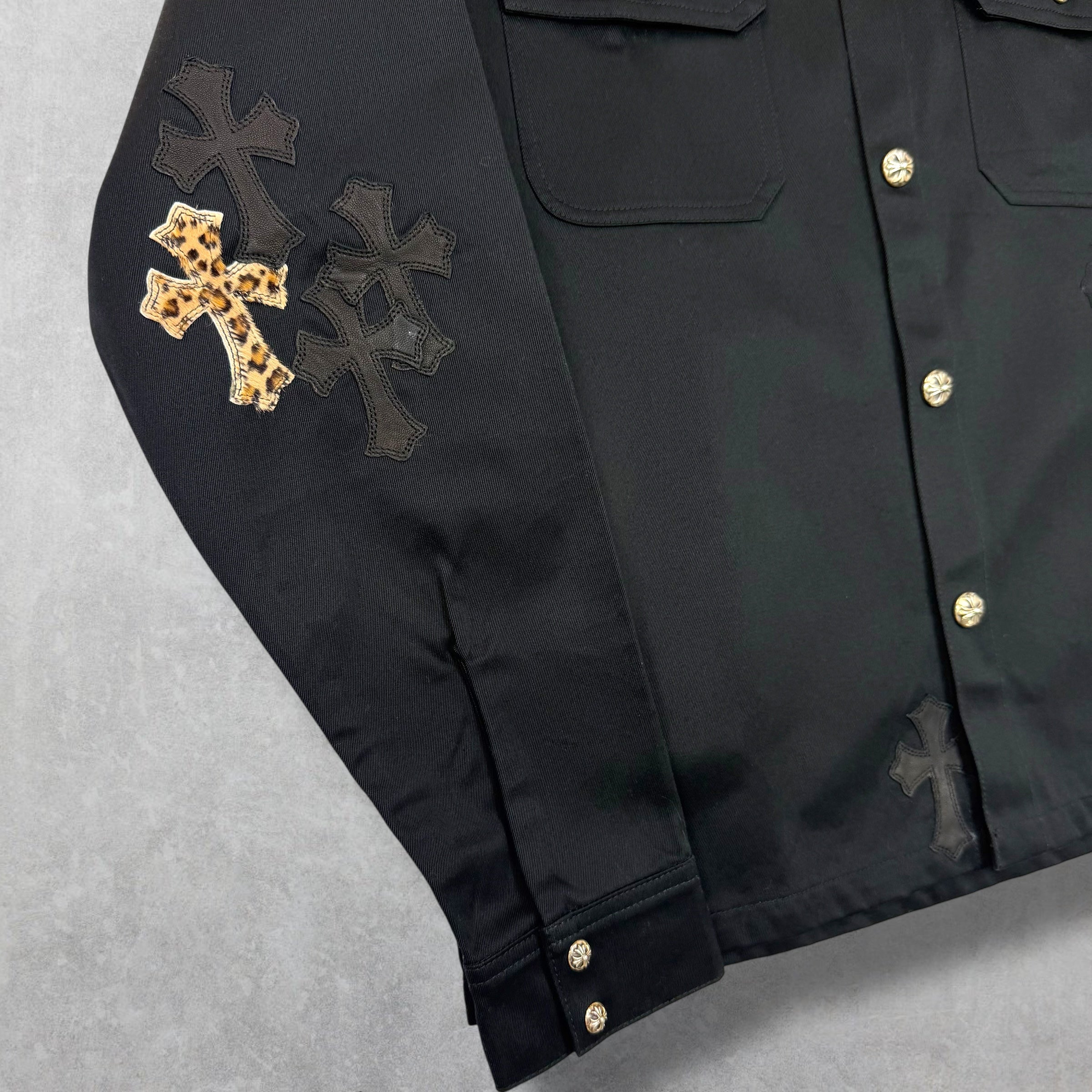 Chrome Hearts Leopard Patch Work Dog Shirt M