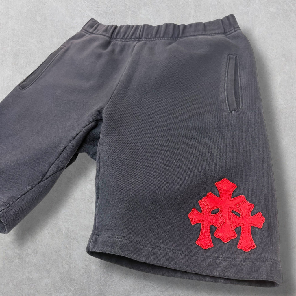 Chrome Hearts Red Triple Cross Paper Jam Shorts M