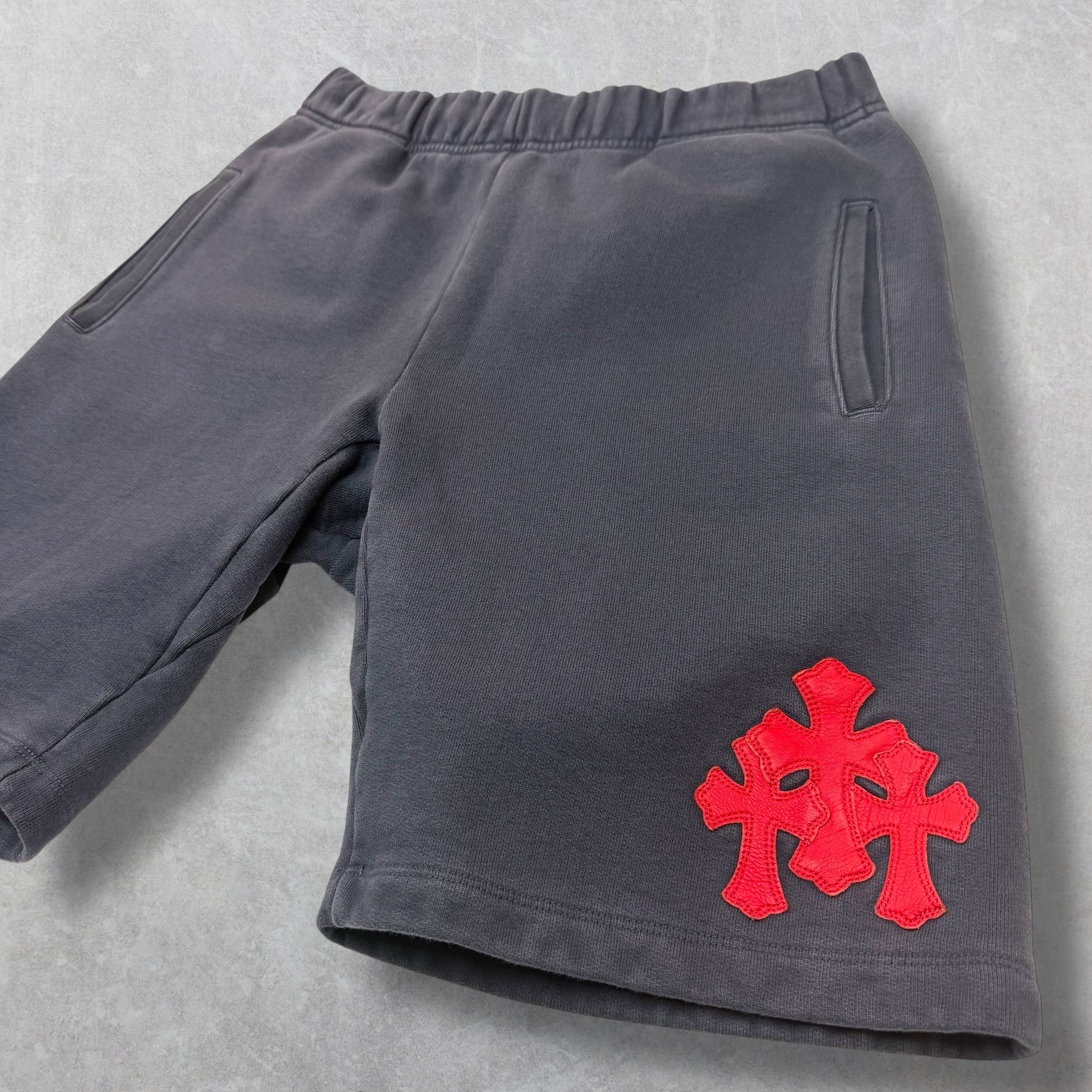 Chrome Hearts Red Triple Cross Paper Jam Shorts M