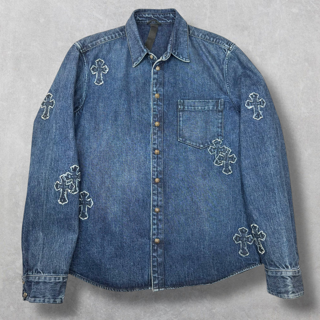 Chrome Hearts Denim Cross Patch Shirt XL