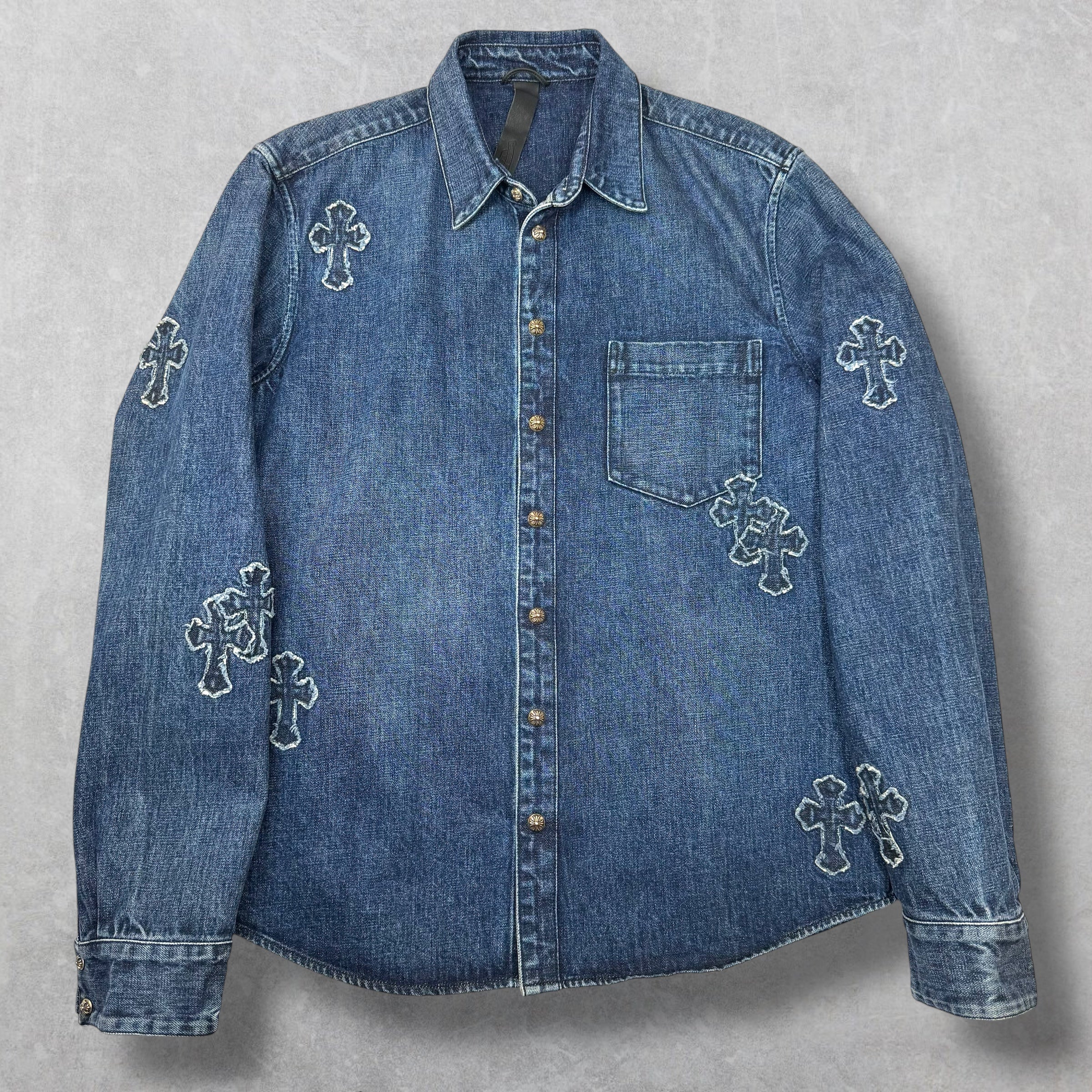 Chrome Hearts Denim Cross Patch Shirt XL