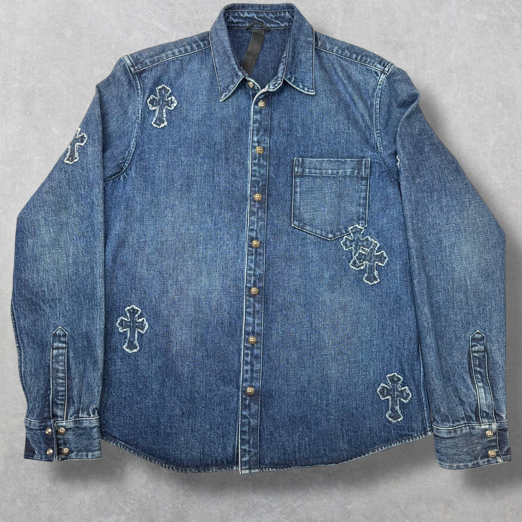 Chrome Hearts Denim Cross Patch Shirt XL