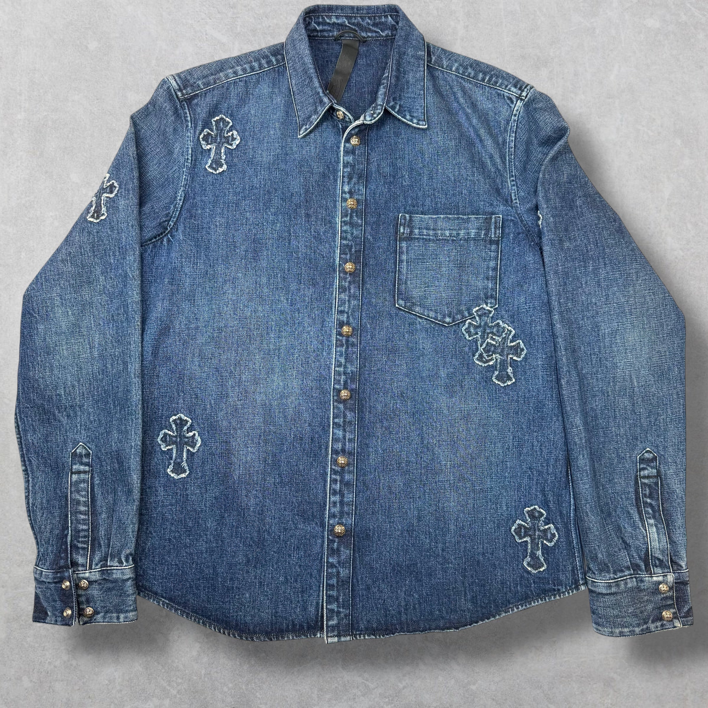 Chrome Hearts Denim Cross Patch Shirt XL