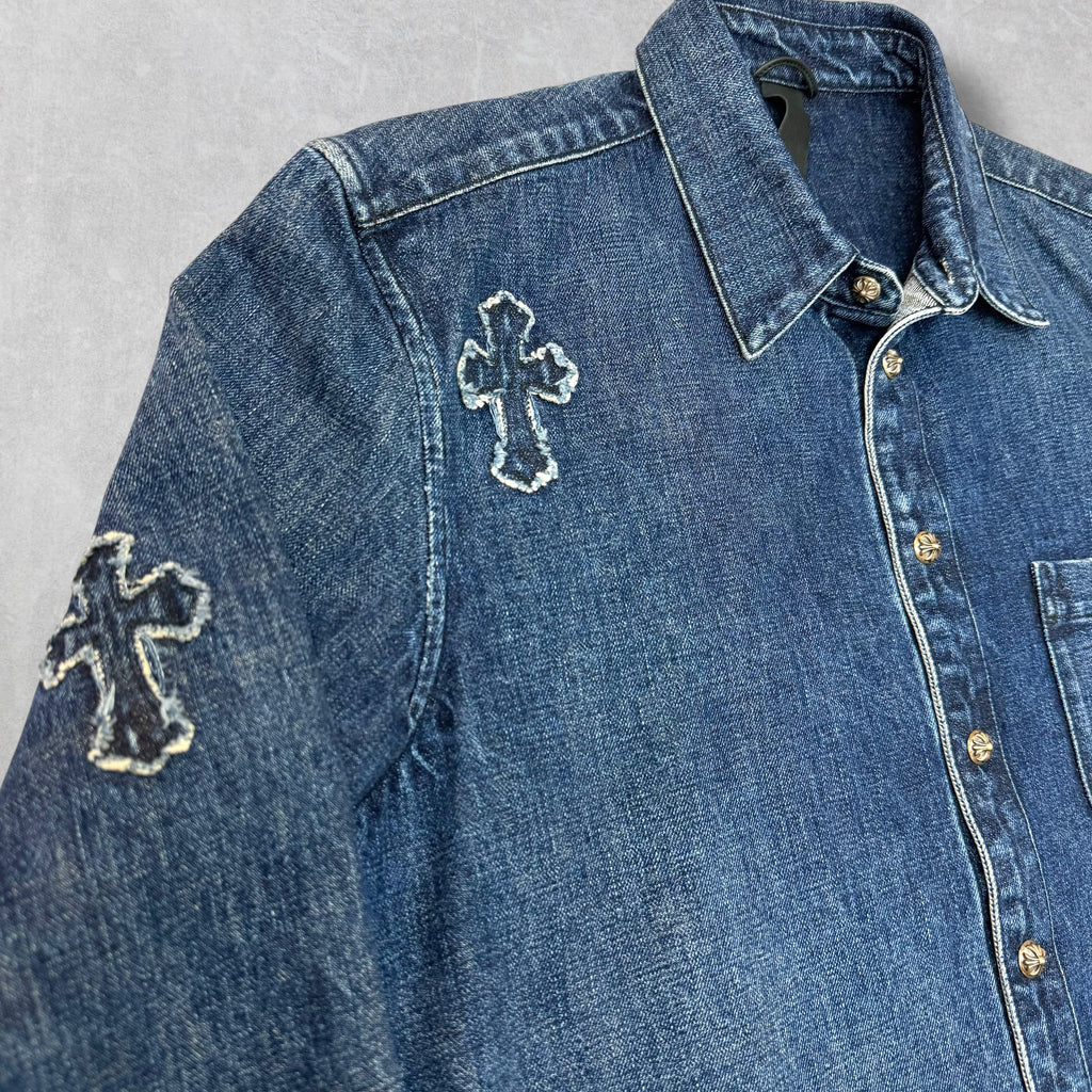 Chrome Hearts Denim Cross Patch Shirt XL