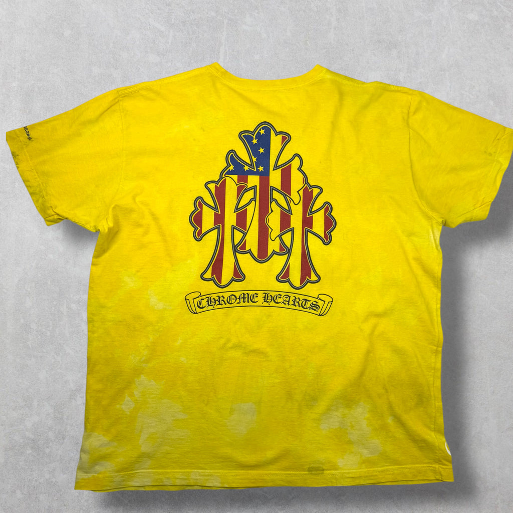 Chrome Hearts Triple Cross USA Yellow Dyed Tee XXL