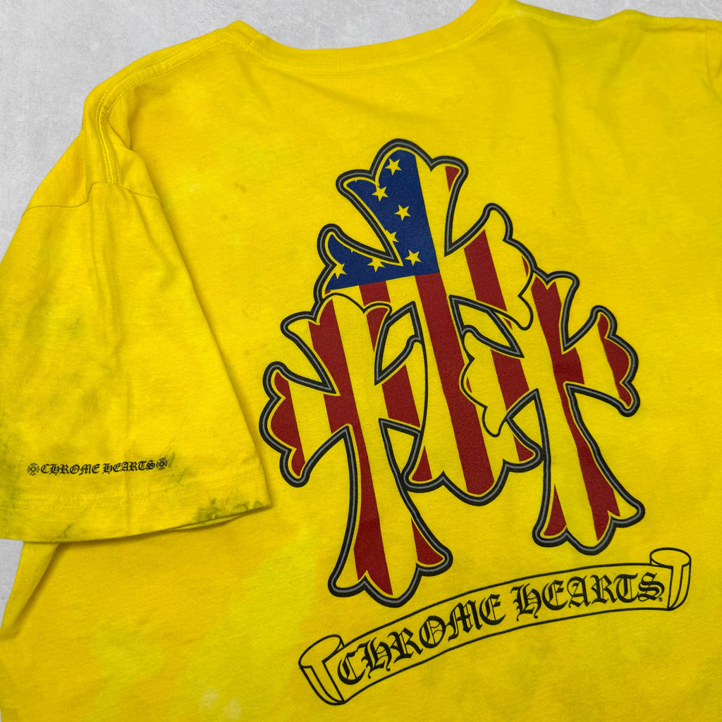 Chrome Hearts Triple Cross USA Yellow Dyed Tee XXL