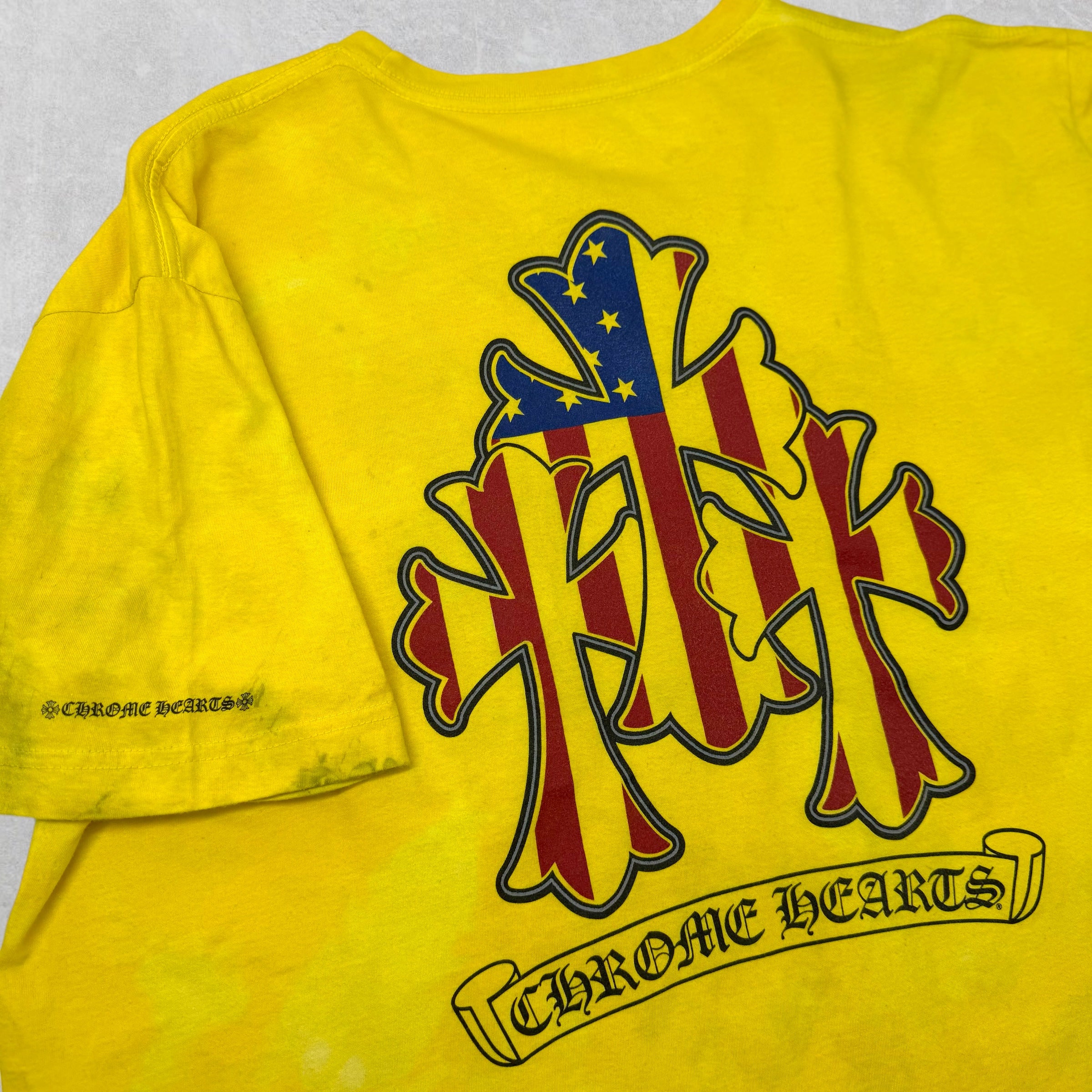 Chrome Hearts Triple Cross USA Yellow Dyed Tee XXL