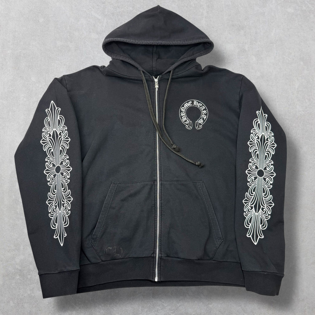Chrome Hearts Horseshoe Floral Sleeve Zip Up XXL