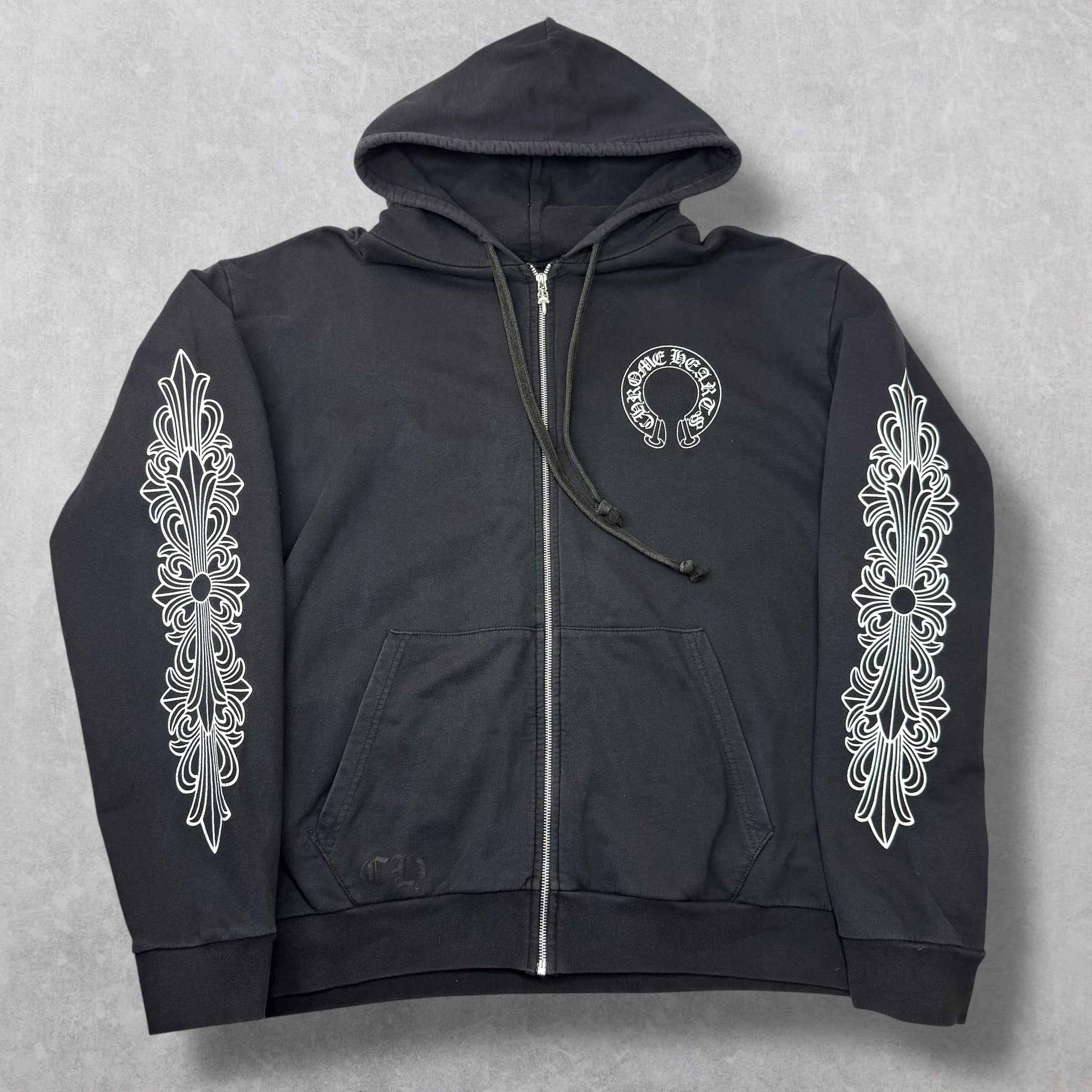Chrome Hearts Horseshoe Floral Sleeve Zip Up XXL