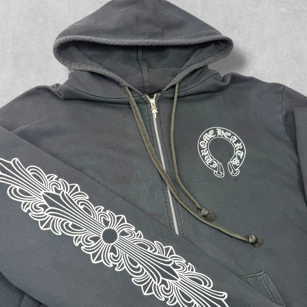 Chrome Hearts Horseshoe Floral Sleeve Zip Up XXL
