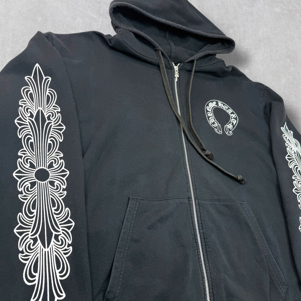 Chrome Hearts Horseshoe Floral Sleeve Zip Up XXL