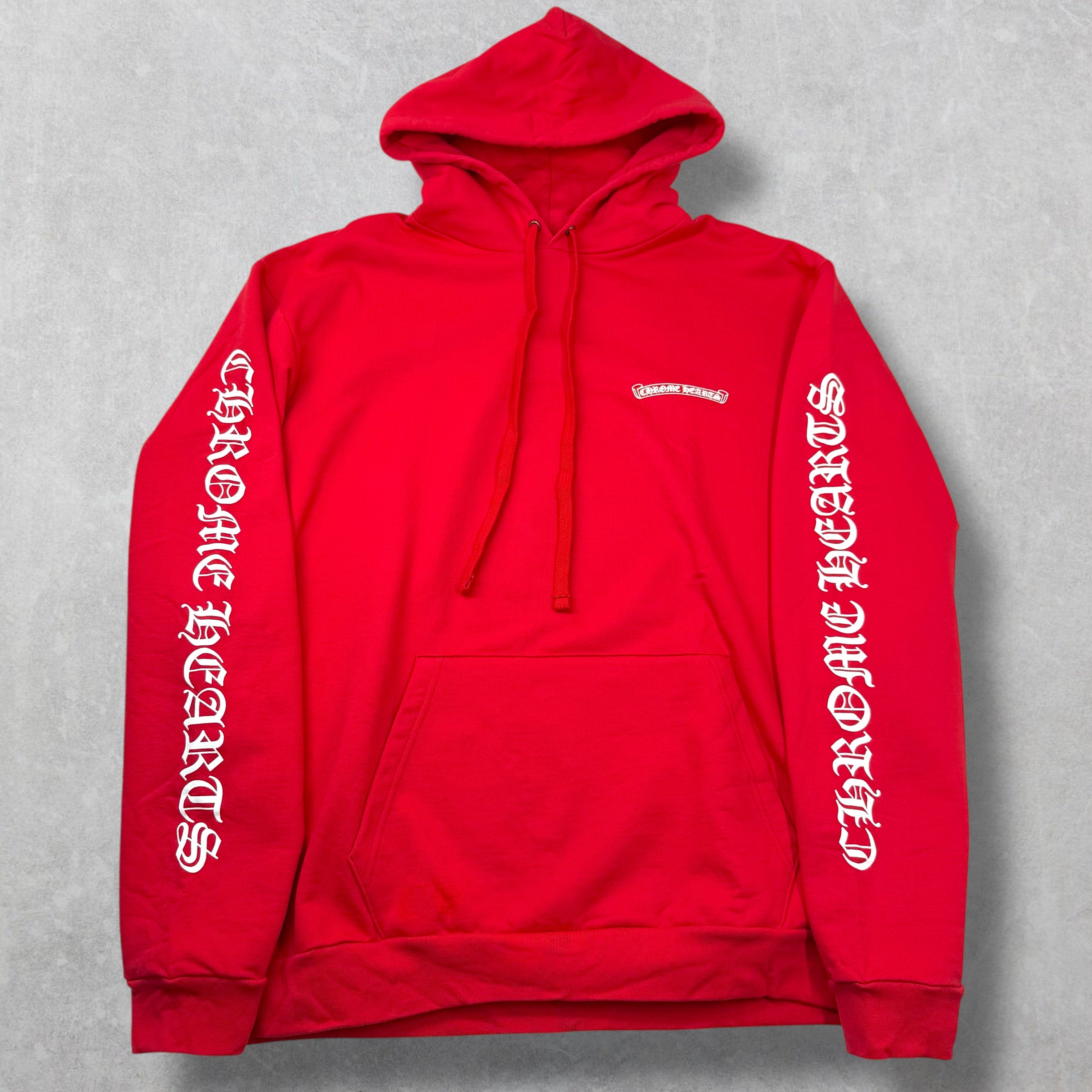 Chrome Hearts Red Scroll Logo Hoodie XXL