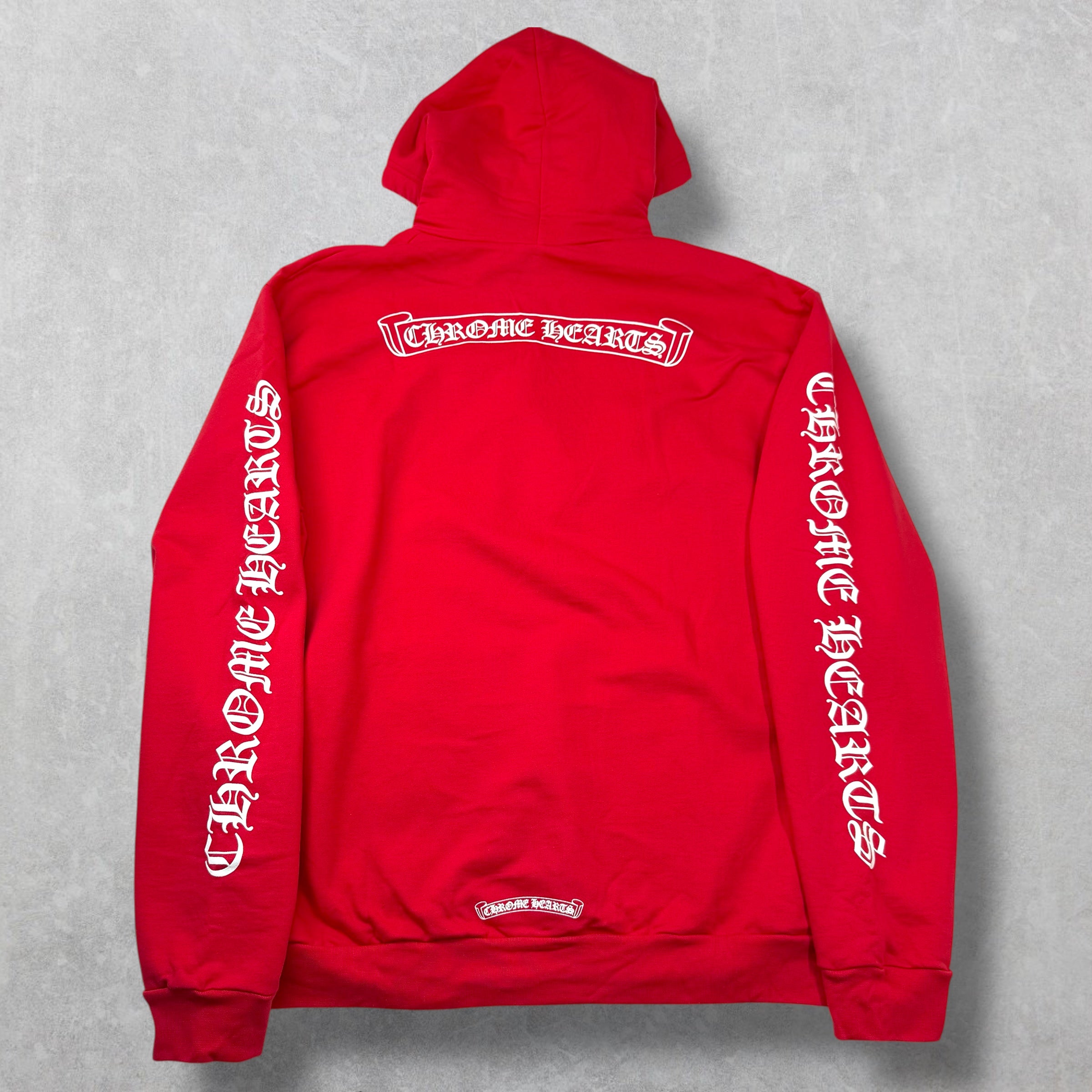 Chrome Hearts Red Scroll Logo Hoodie XXL