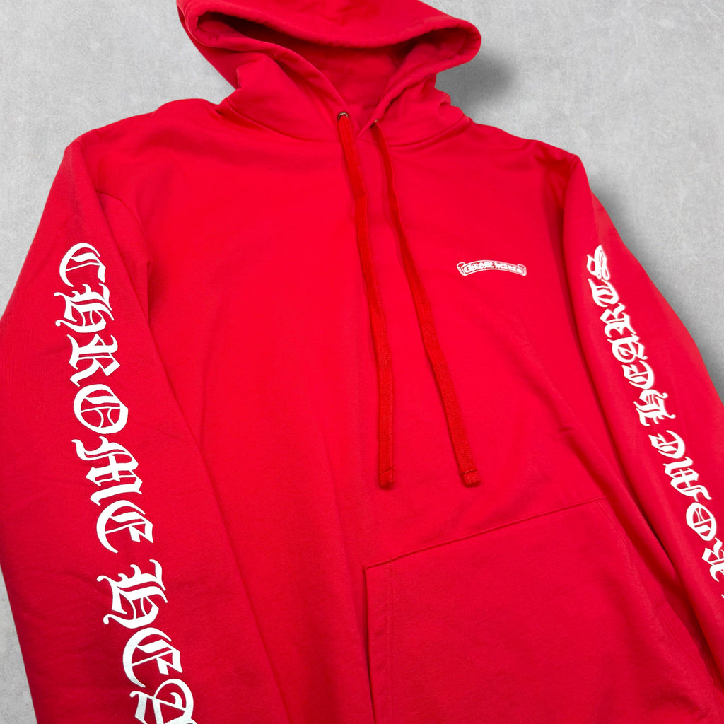 Chrome Hearts Red Scroll Logo Hoodie XXL