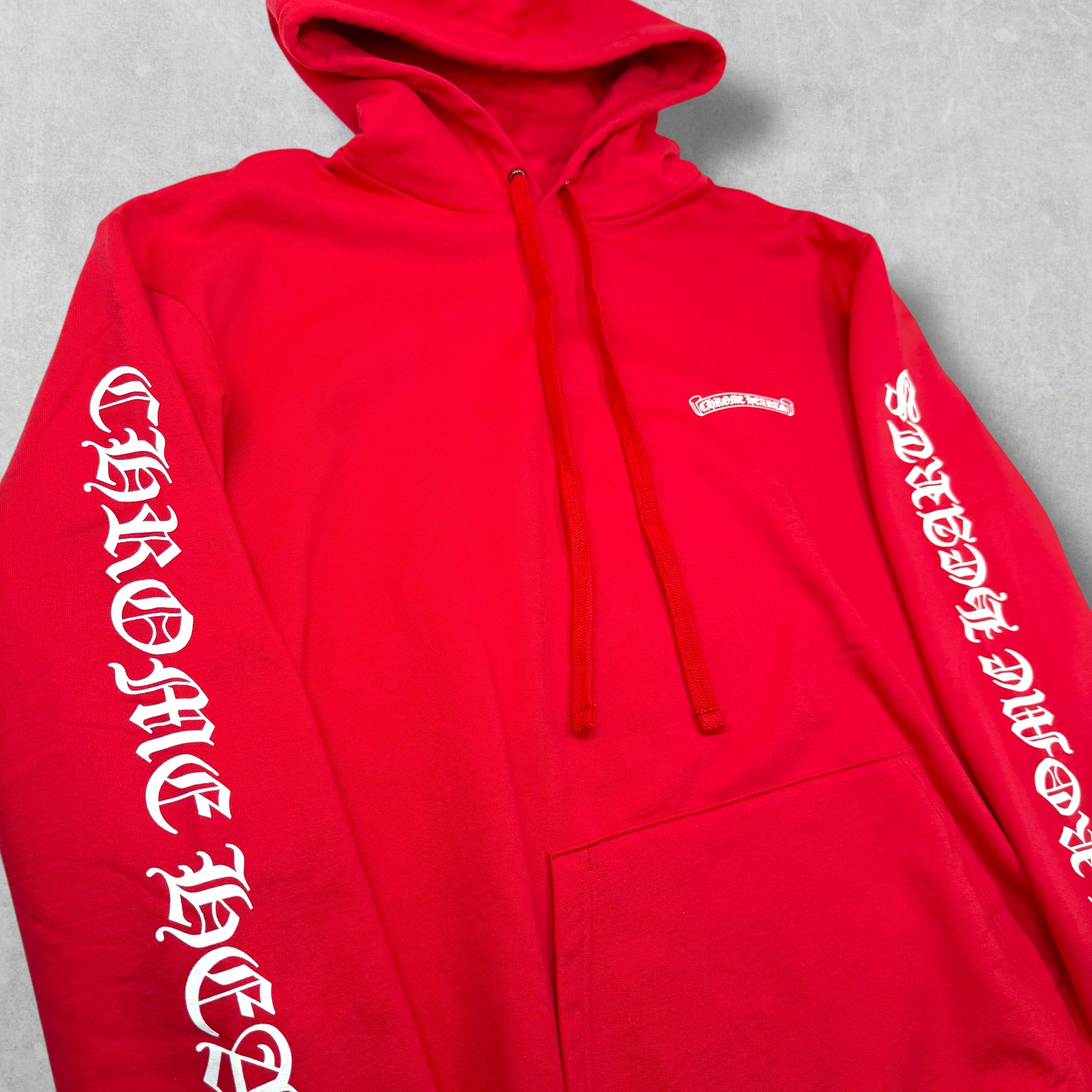 Chrome Hearts Red Scroll Logo Hoodie XXL