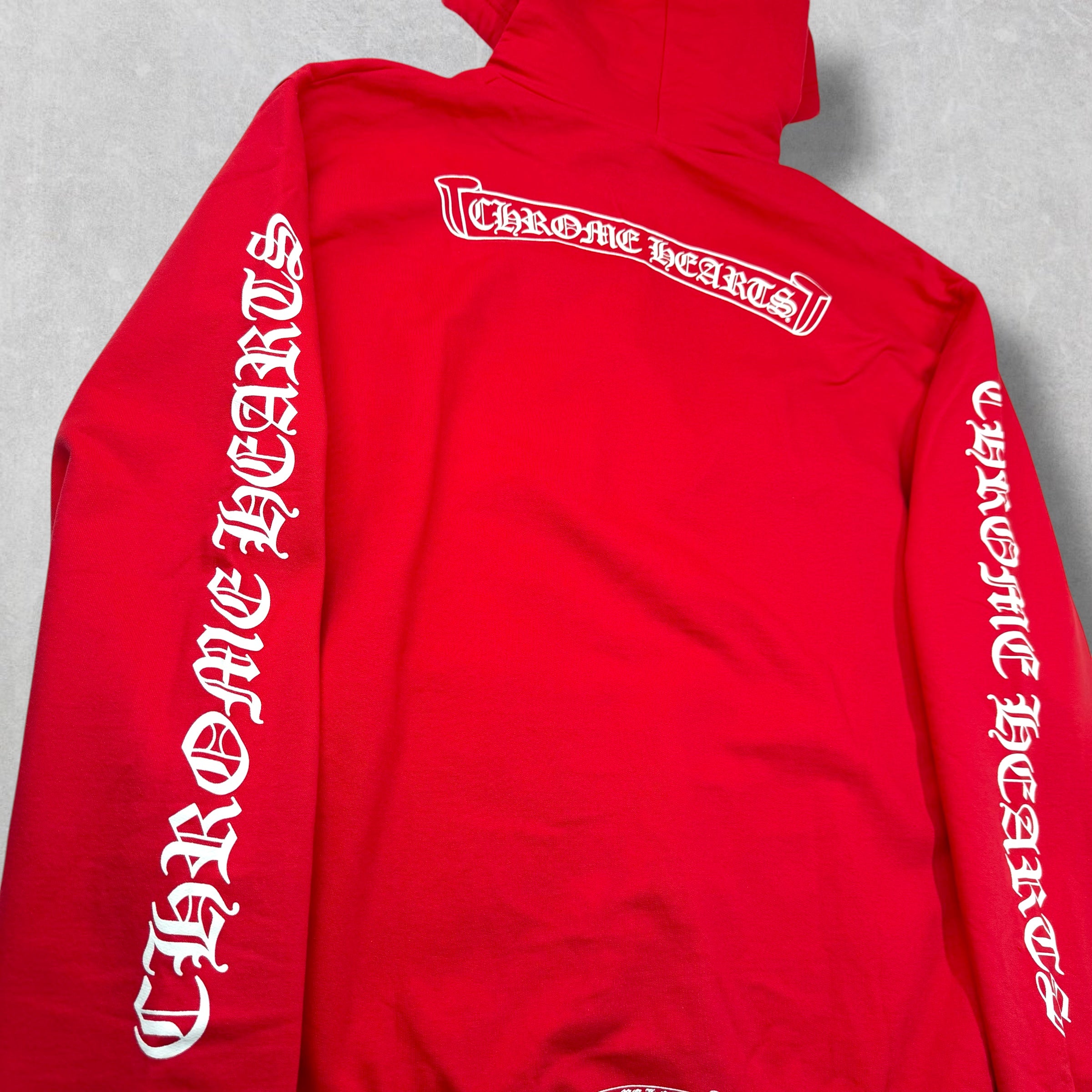 Chrome Hearts Red Scroll Logo Hoodie XXL
