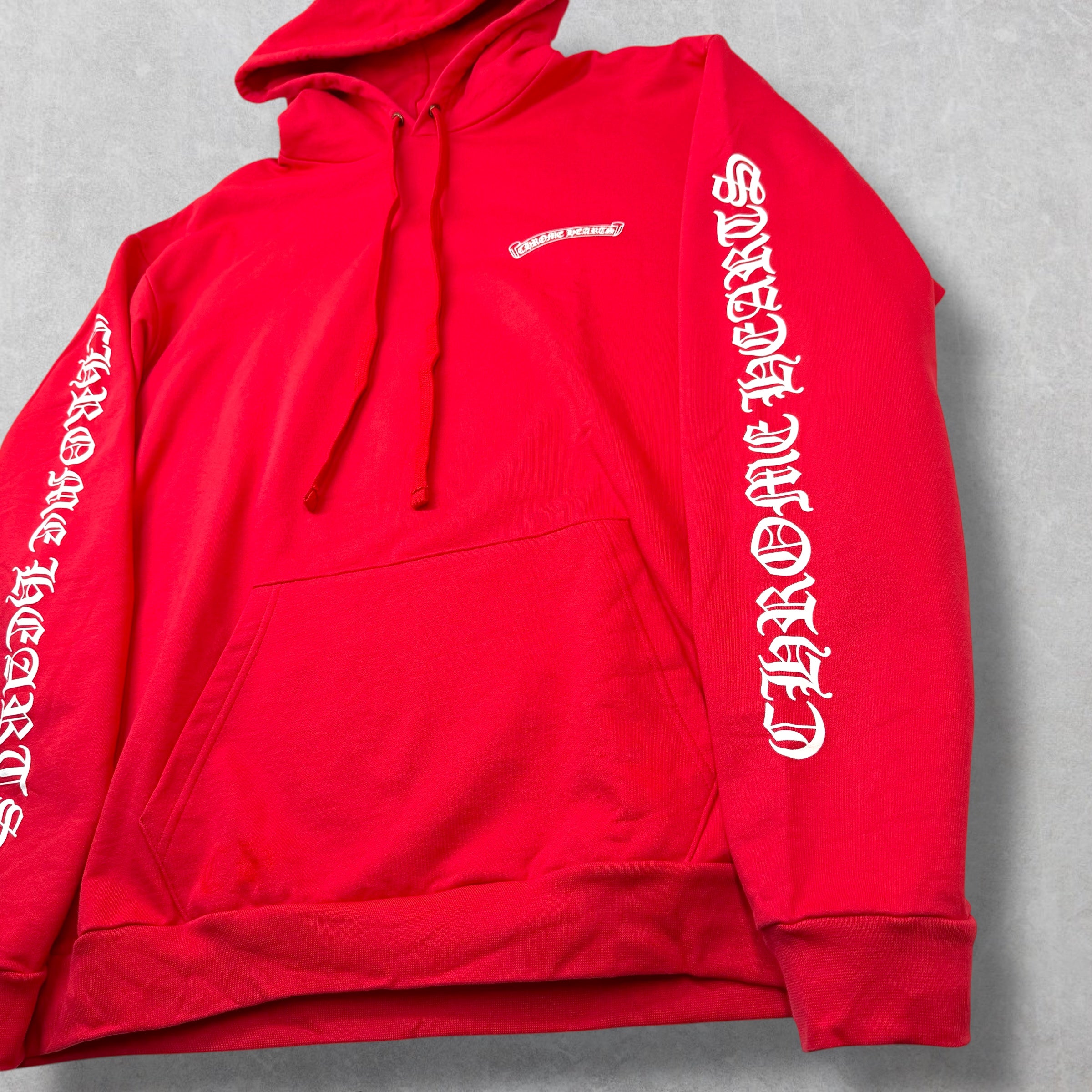 Chrome Hearts Red Scroll Logo Hoodie XXL