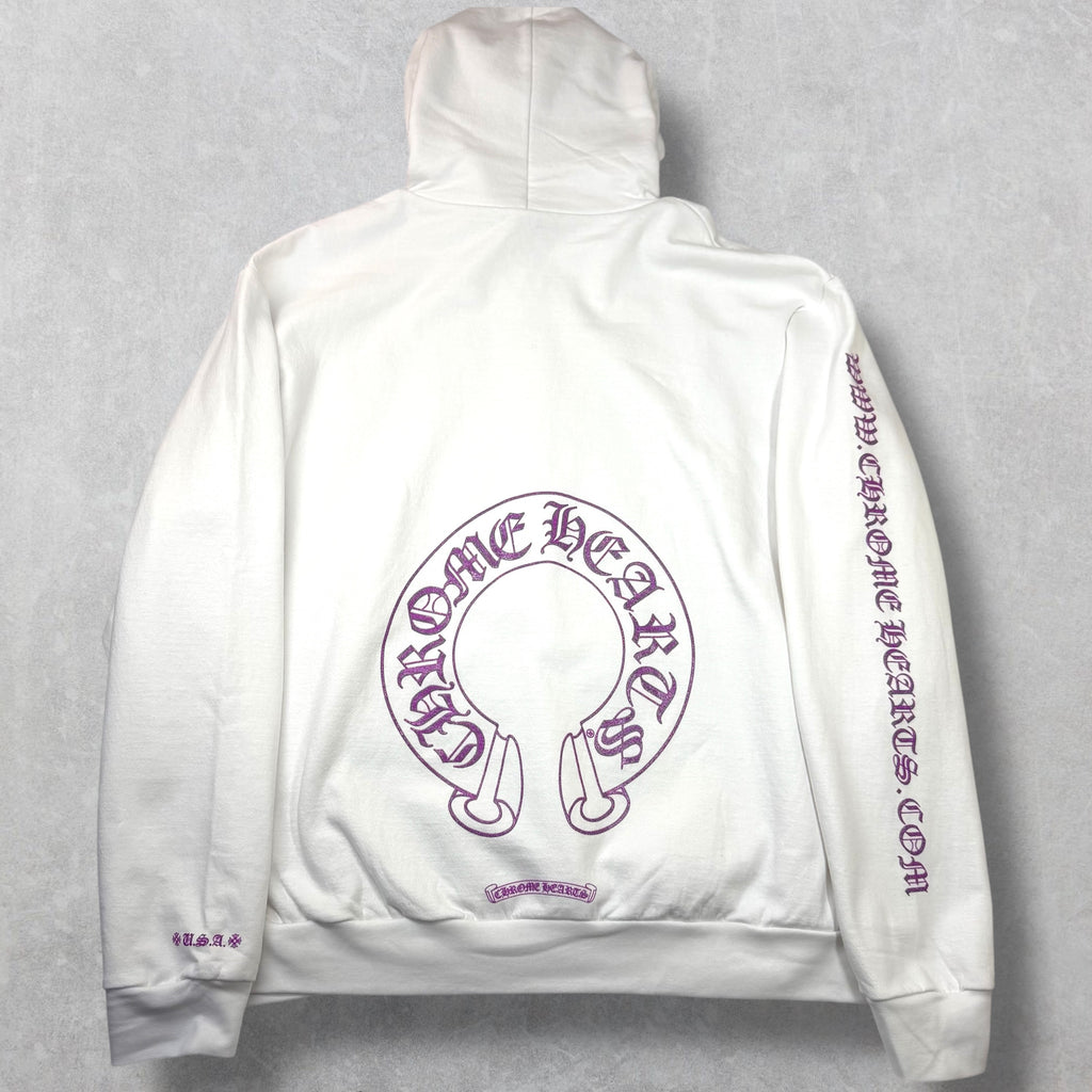 Chrome Hearts Purple Glitter Horseshoe Hoodie XXL