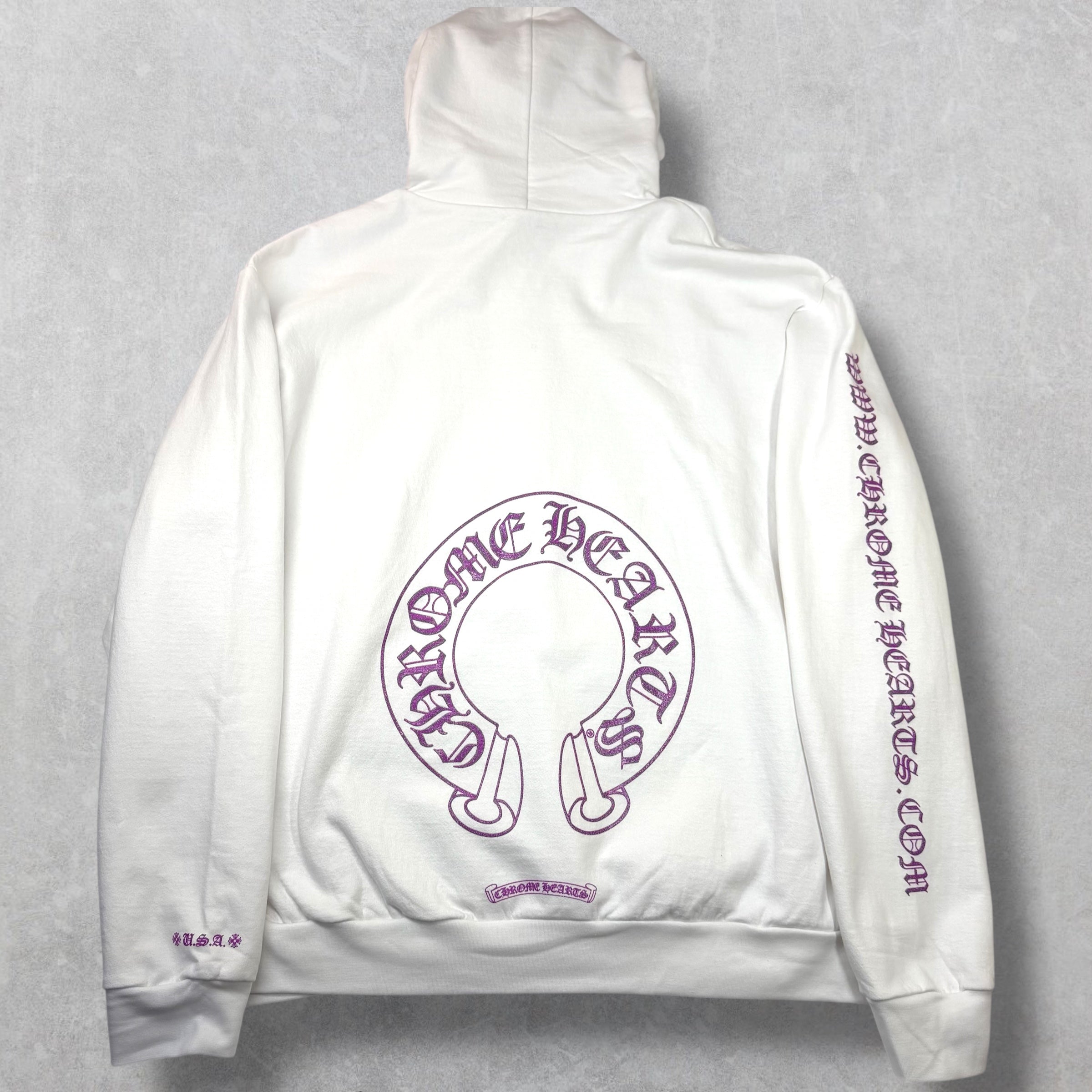 Chrome Hearts Purple Glitter Horseshoe Hoodie XXL