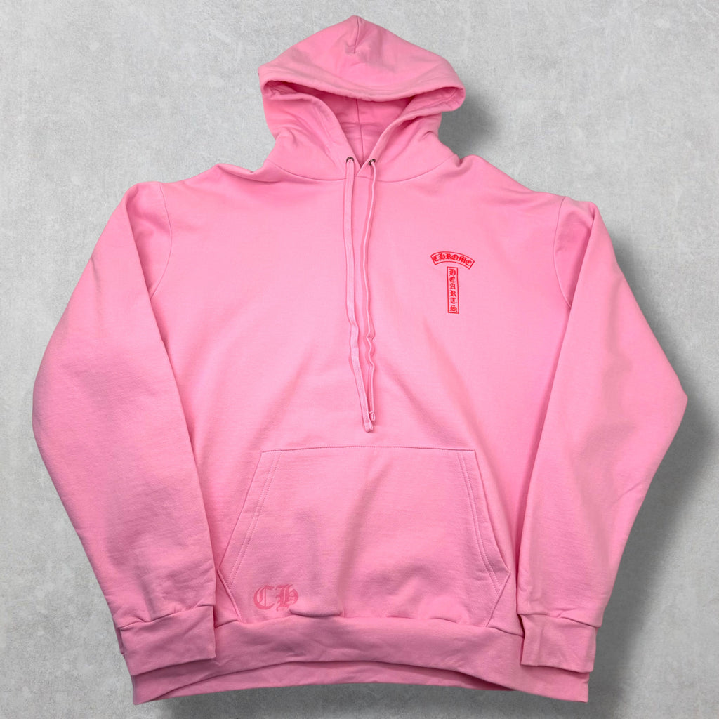 Chrome Hearts Red T-bar Logo Hoodie Pink XXL