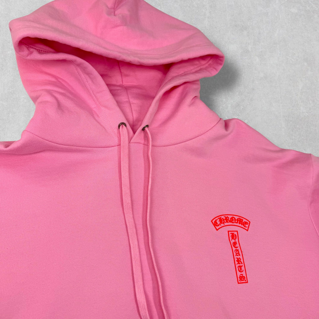 Chrome Hearts Red T-bar Logo Hoodie Pink XXL