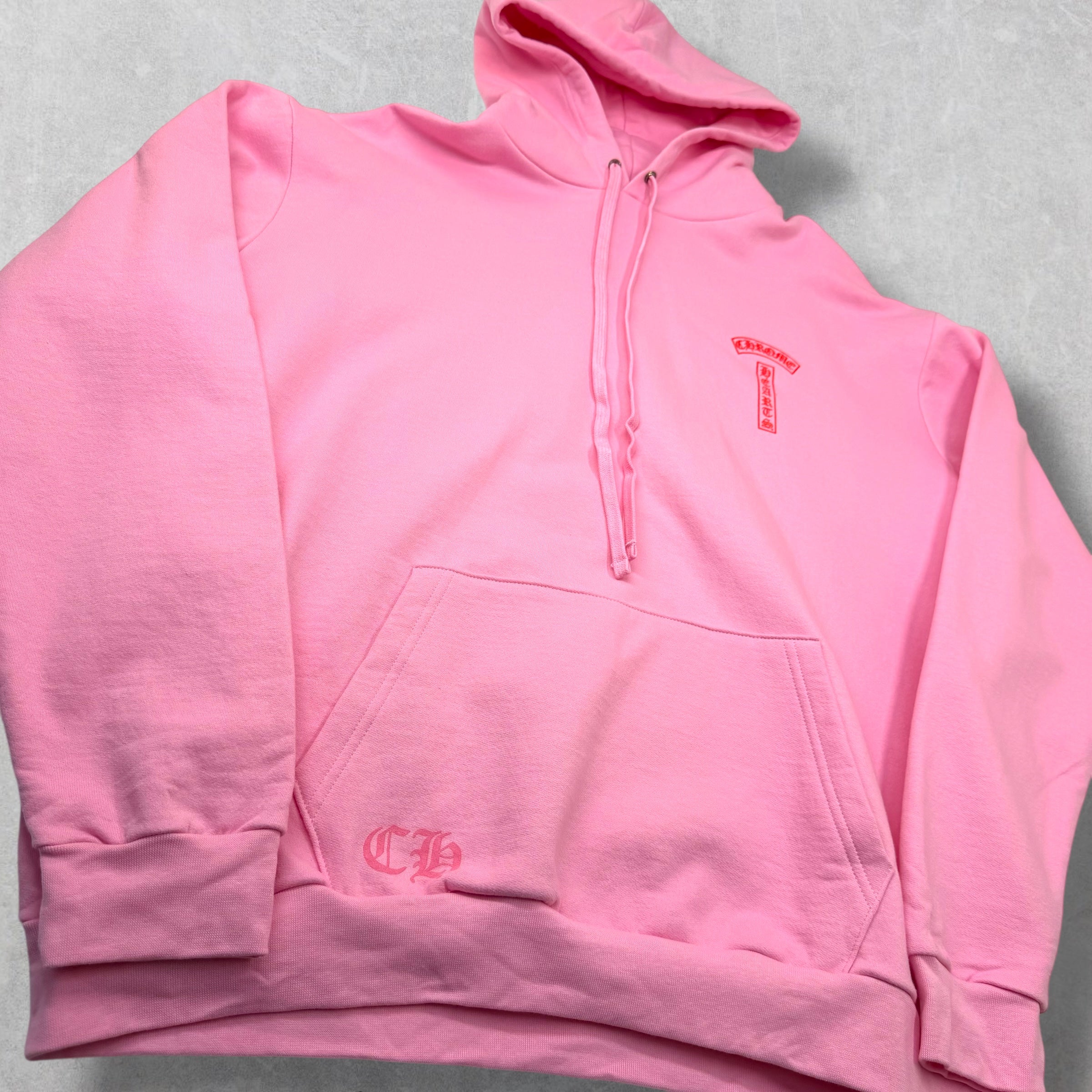 Chrome Hearts Red T-bar Logo Hoodie Pink XXL