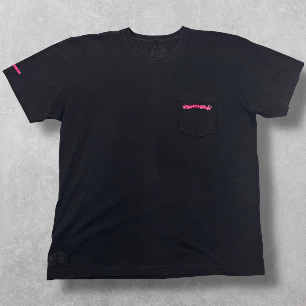 Chrome Hearts Neon Pink Stripe Logo Tee XL