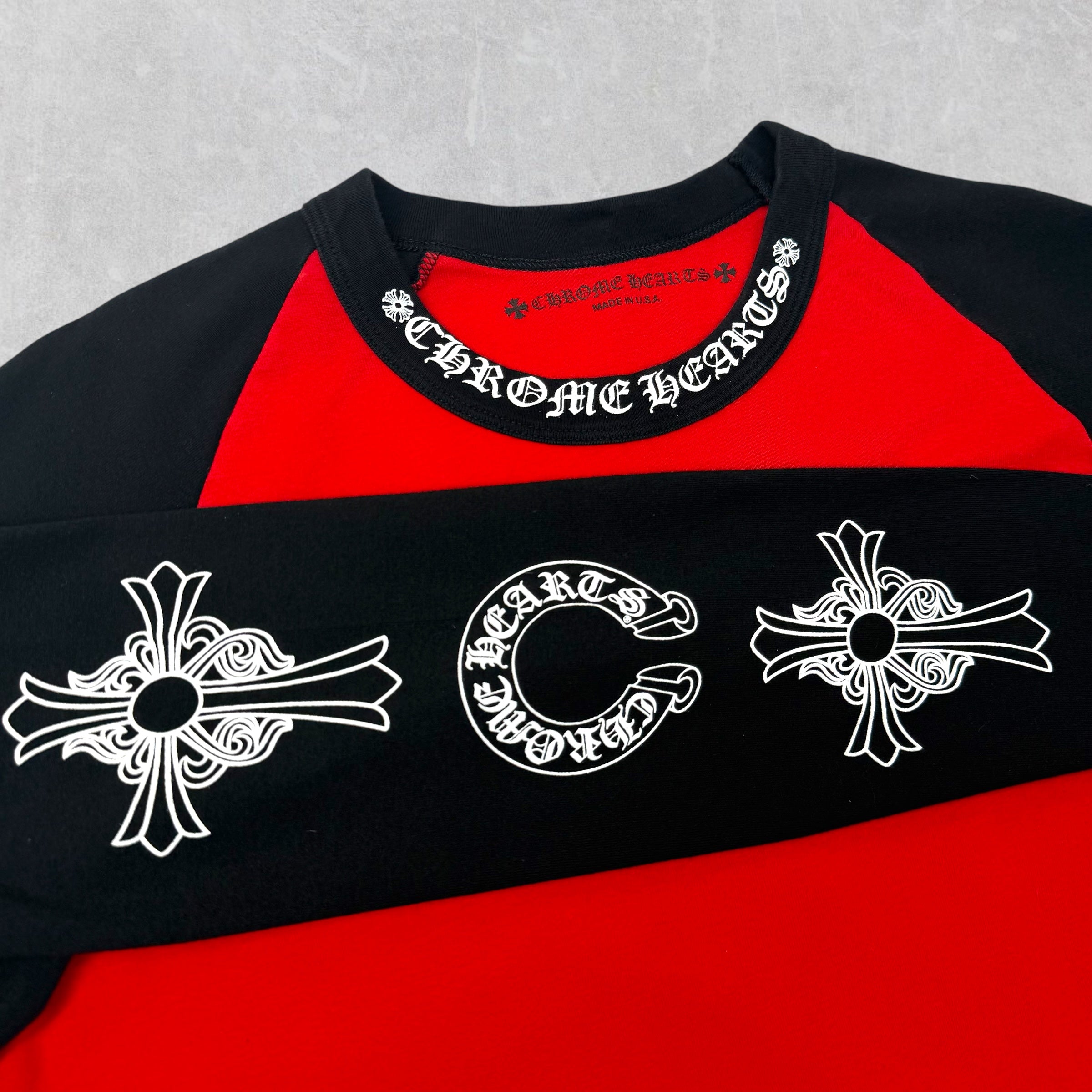 Chrome Hearts Raglan Neck Logo Tee Red XXL